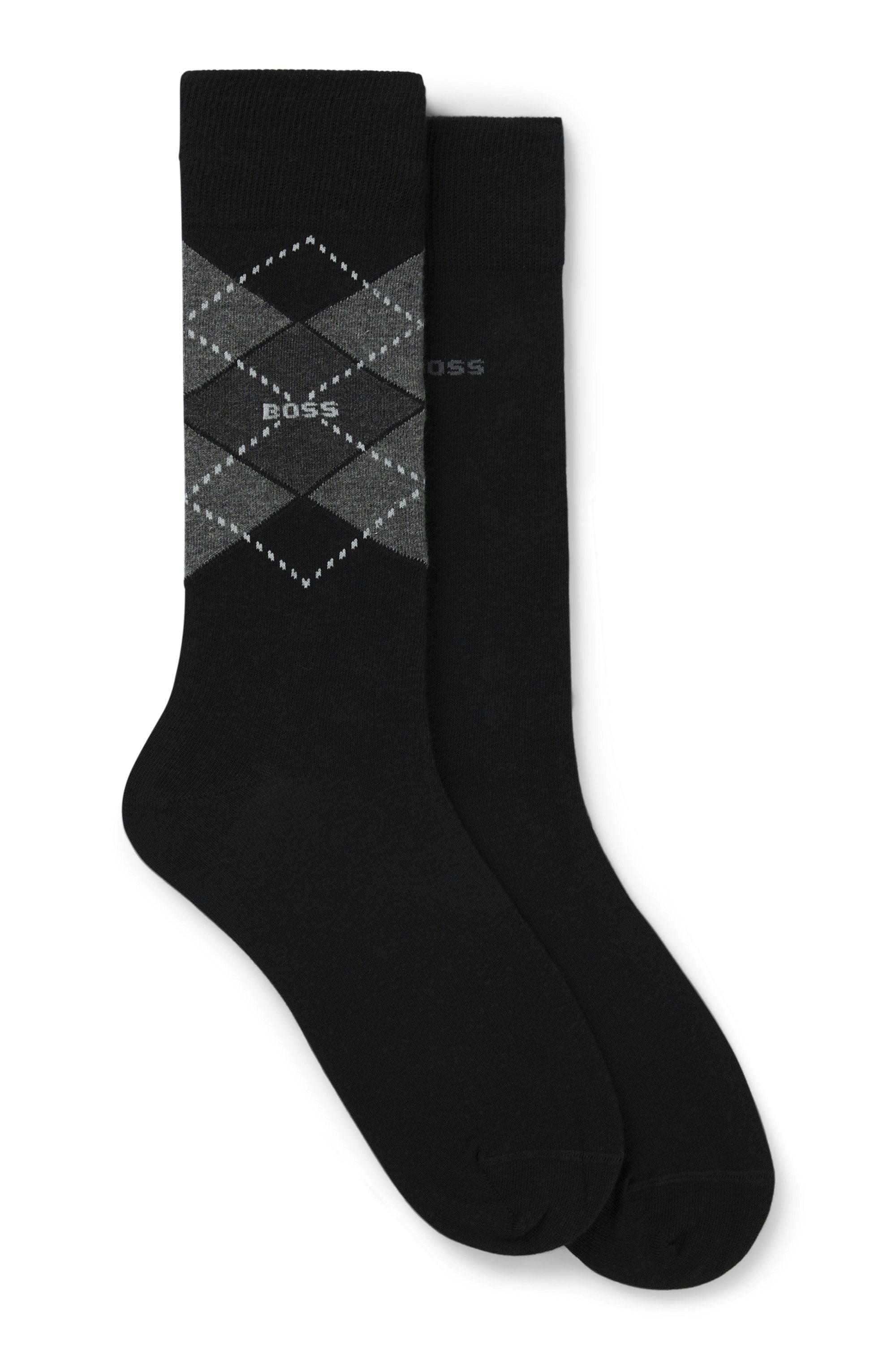 BOSS Socken 2P RS Argyle CC (Packung, 2-Paar, 2er Pack) mit BOSS Schriftzug
