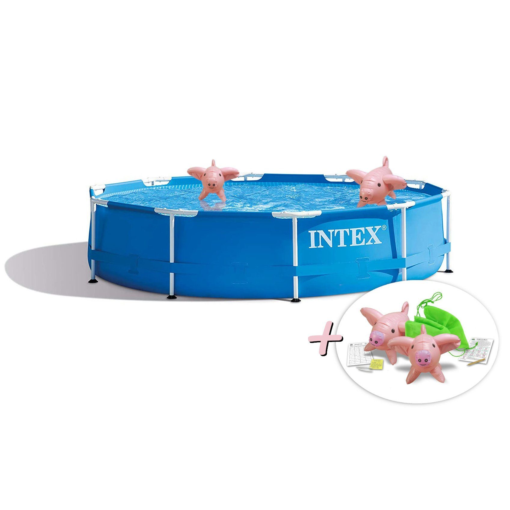 Pool 28200NP - Metal-Frame Pool (305x76cm) + aufblasbare Schwimmtiere