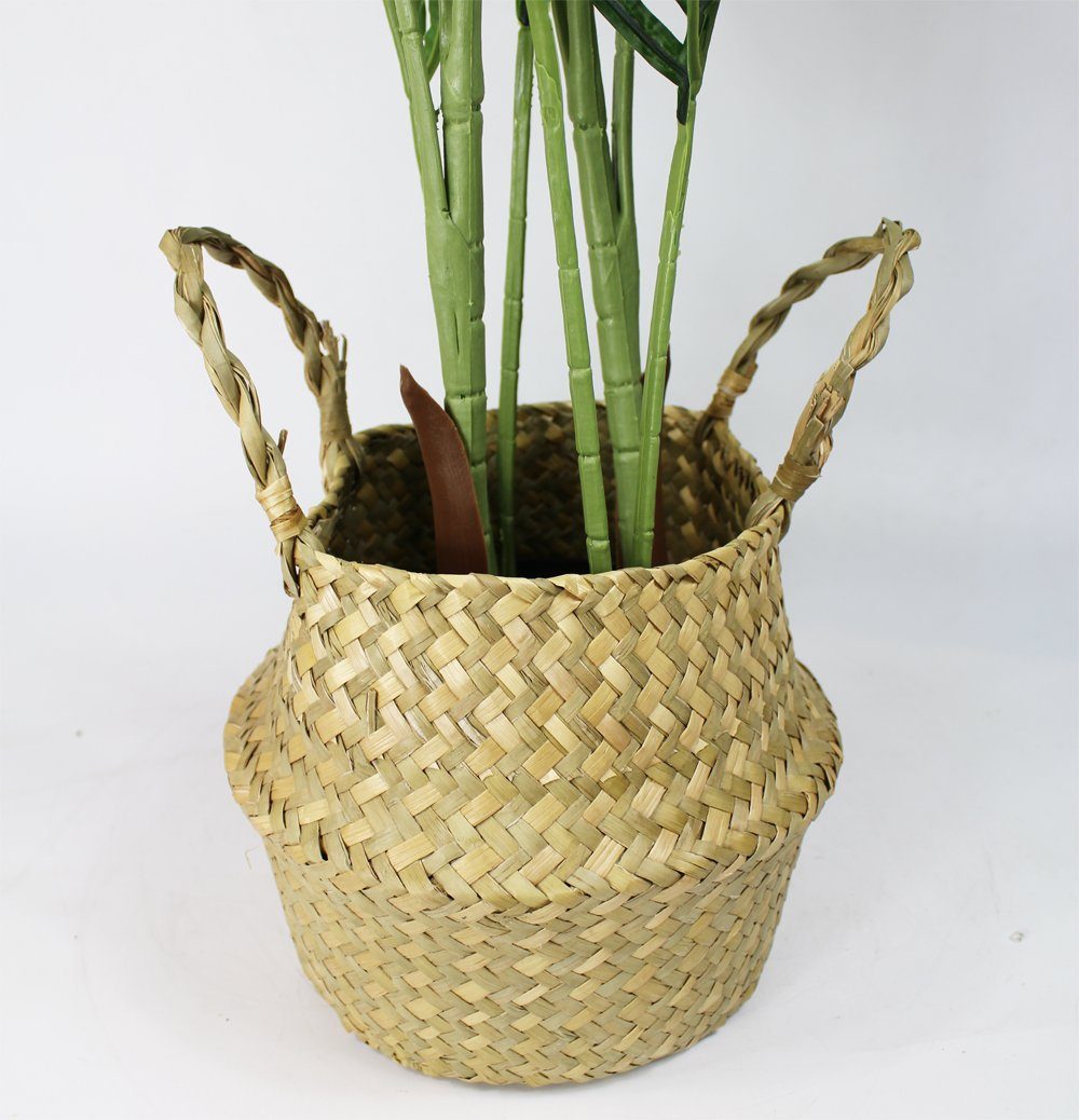 Kunstpalme Künstliche Palme mit Seegraskorb 110 cm Kunstpflanze Palme, Arnusa, Höhe 110 cm, fertig im Topf, real-touch