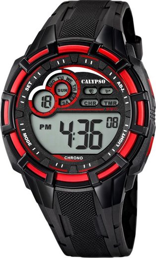 CALYPSO WATCHES Quarzuhr »UK5625/4 Calypso Jugend Uhr K5625/4 Kunststoffband«, (Digitaluhr), Jugend Armbanduhr rund, PURarmband schwarz, Sport