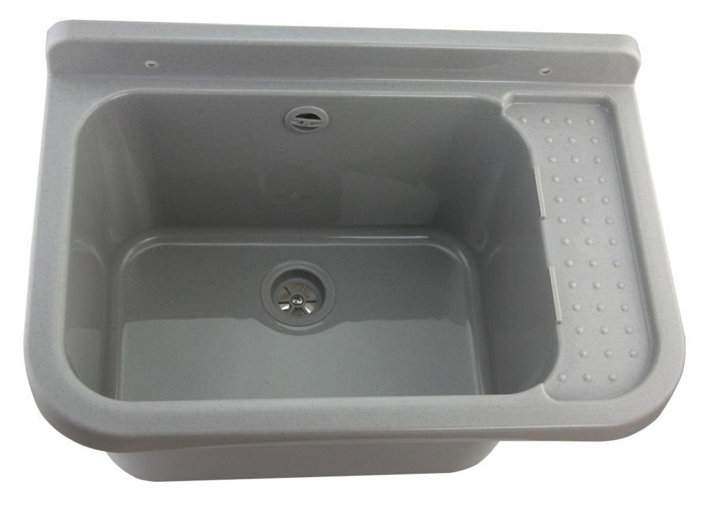 Tuganna Waschbecken GRAU 50, Kunststoff Spülbecken Waschtrog Becken mit Abl günstig online kaufen