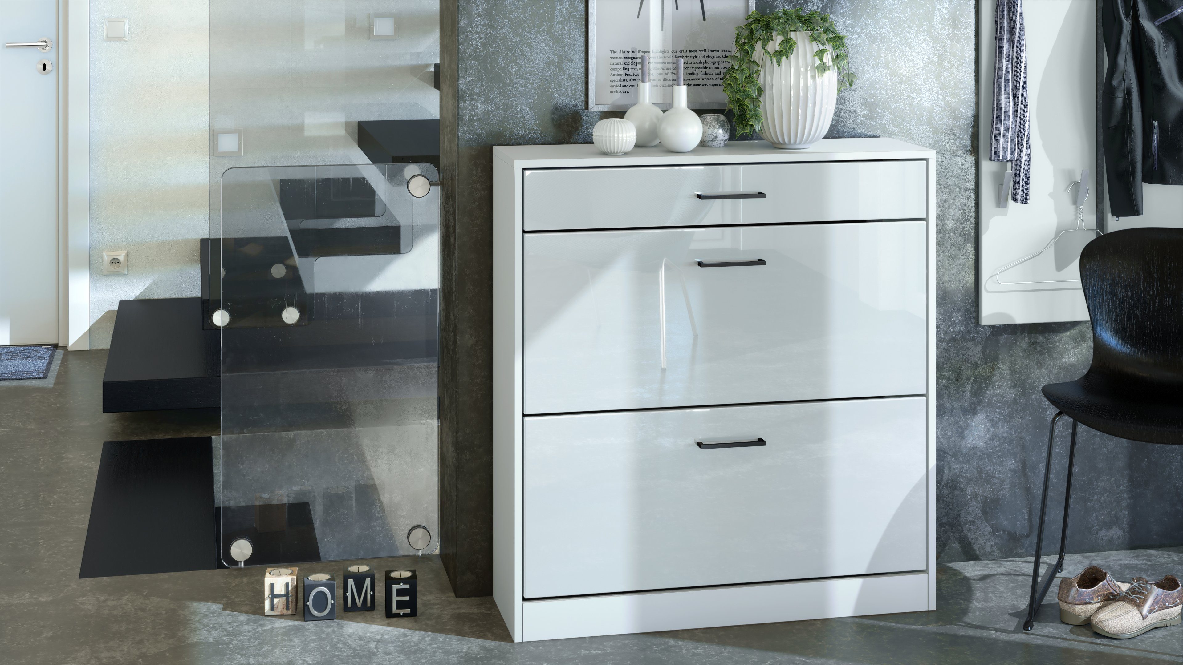 Vladon Schuhschrank Elvas (Schuhkipper, für 16 Paar Schuhe mit 2 Klappen un günstig online kaufen