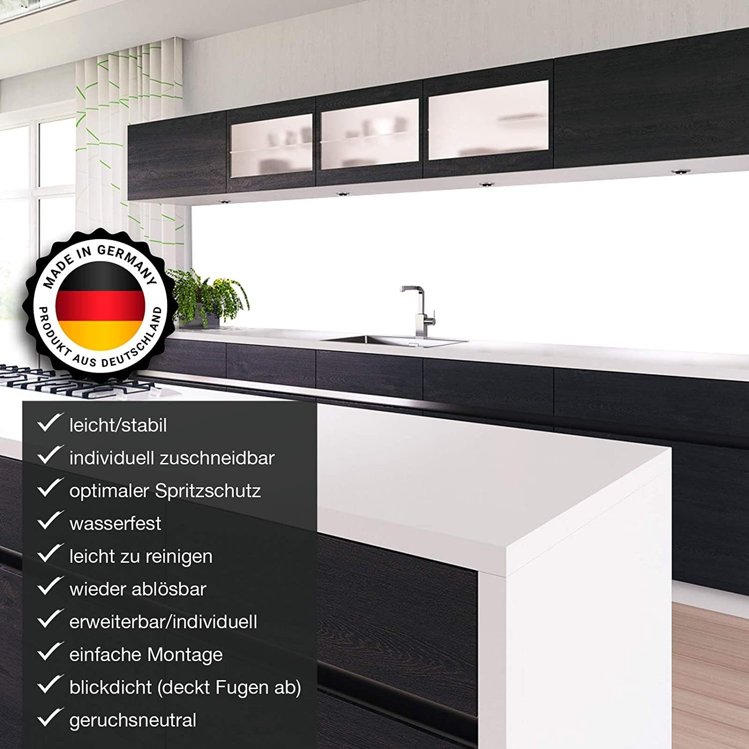 ROXUS Spritzschutz 1a Küchennischen Deko, Spritzschutz, Küchenrückwand, Wandschutz, Wandschutz,einfach leichte schnelle Montage