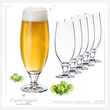 PLATINUX Bierglas Bierkelche, Crystalline Glas, 500ml (max. 580ml) Biertulpe Biergläser Weizengläser Kelche 0,5L