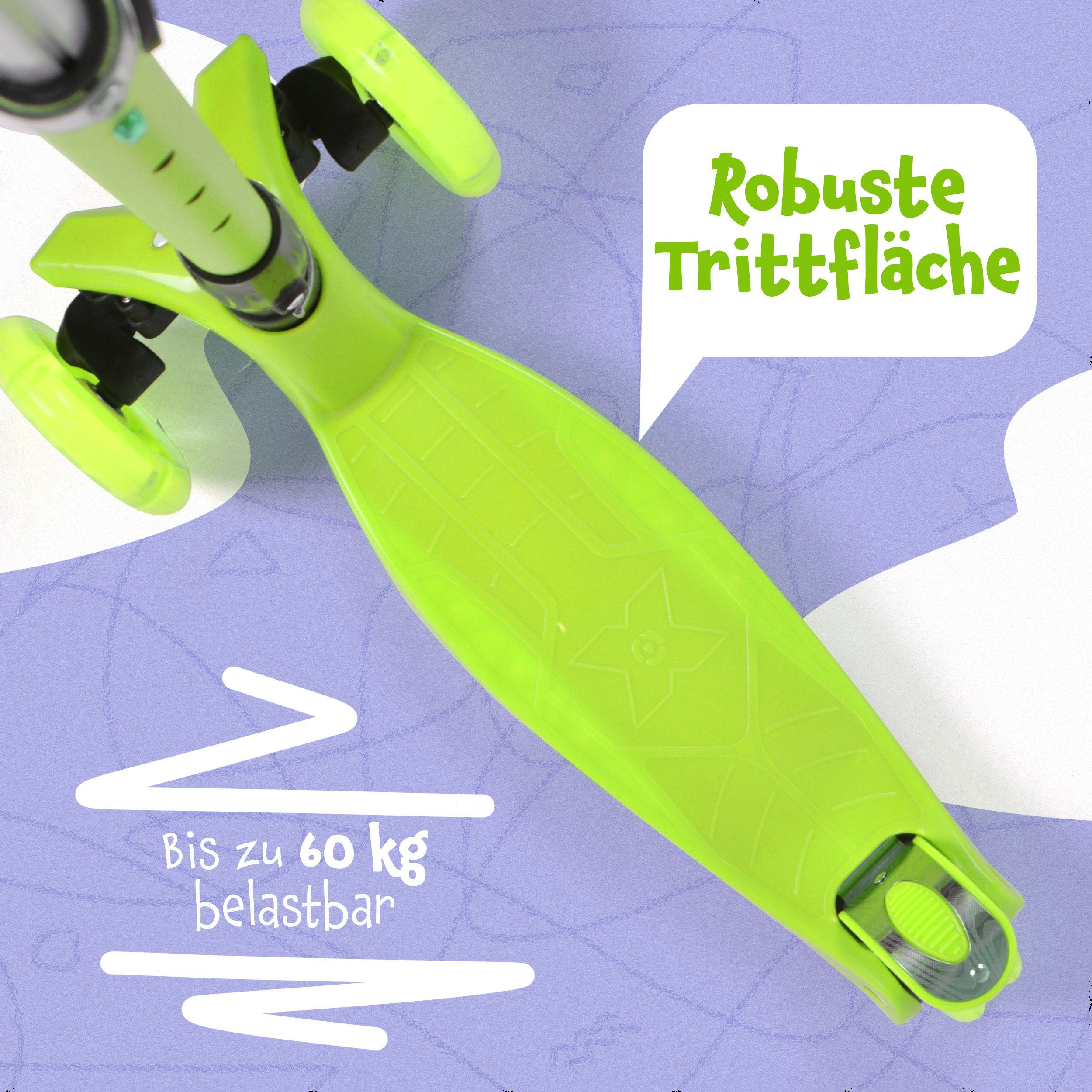 Apollo Dreiradscooter Kinderroller Kids Whiz LED 3-Rad Scooter ab 3 Jahren Tretroller, Klappbarer und höhenverstellbarer Kinder Scooter mit LED Wheels