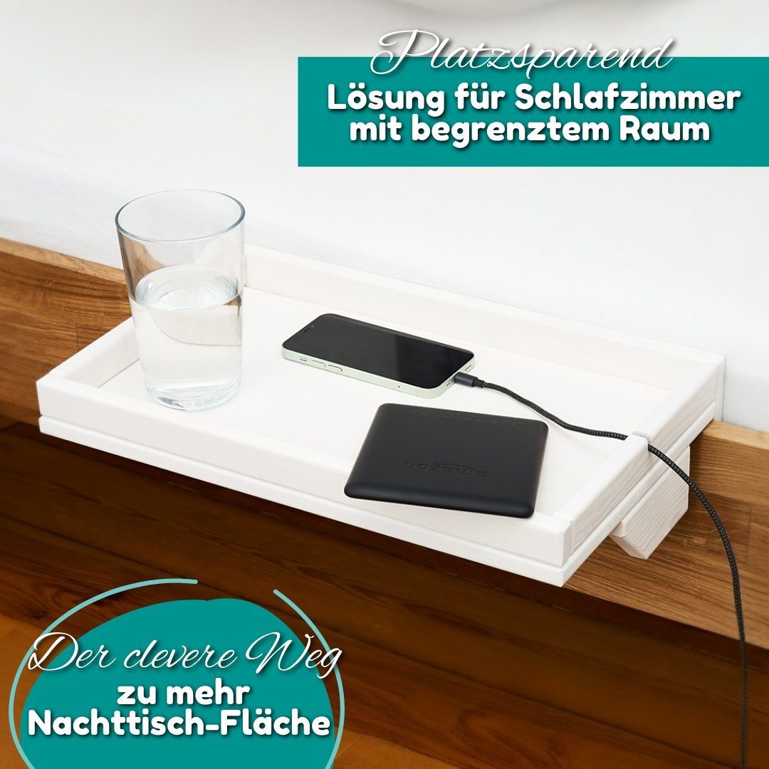 Alavya Home® Nachttisch Kiefer I Weiß aus und Studentenwohnheimzimmer Etagenbettregal für Bettablage Erwachsenen, Organizer für MILO Nachttisch-Tablett Kinder I