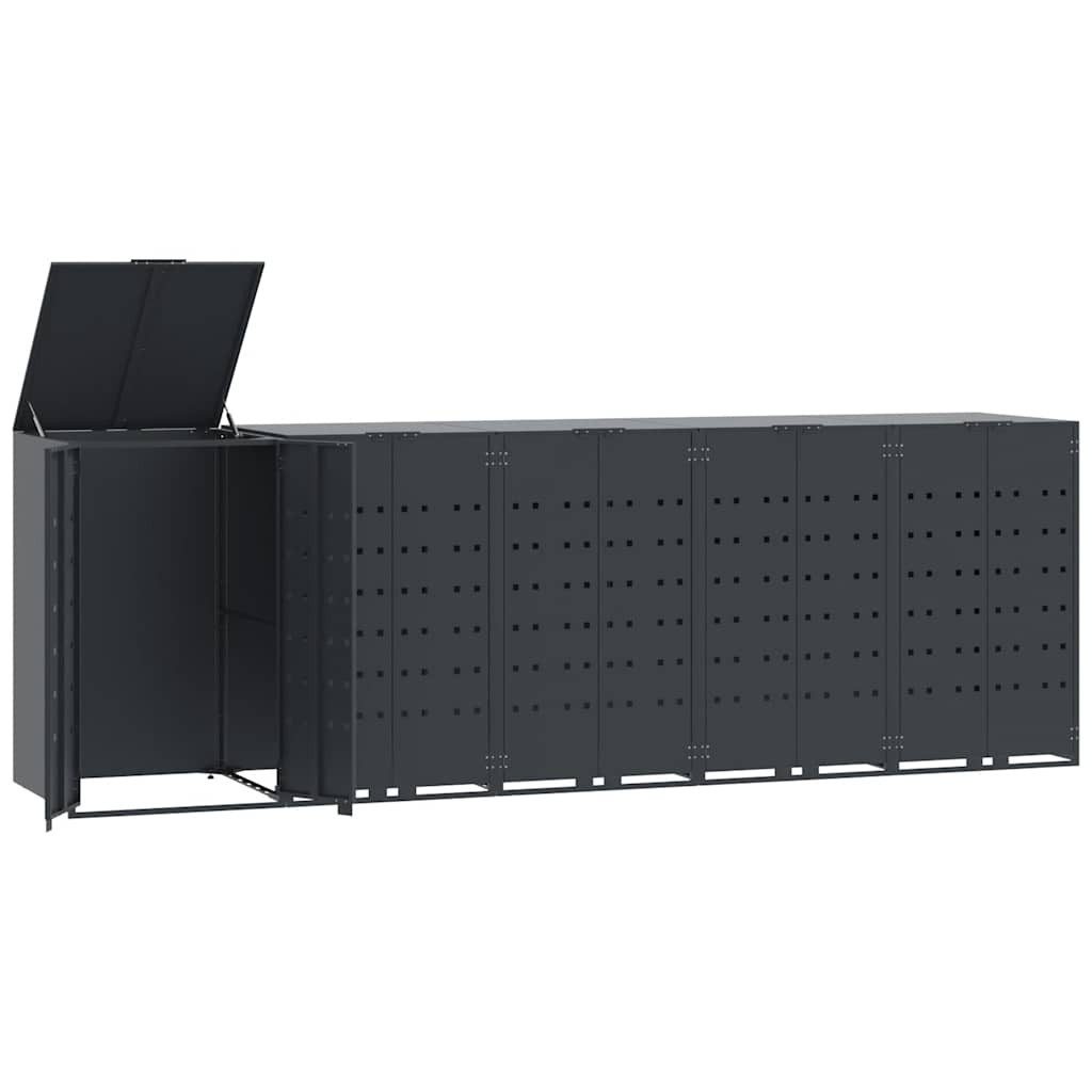 vidaXL Mülltonnenbox Mülltonnenbox für 5 Tonnen Anthrazit 345x79x117 cm Stahl