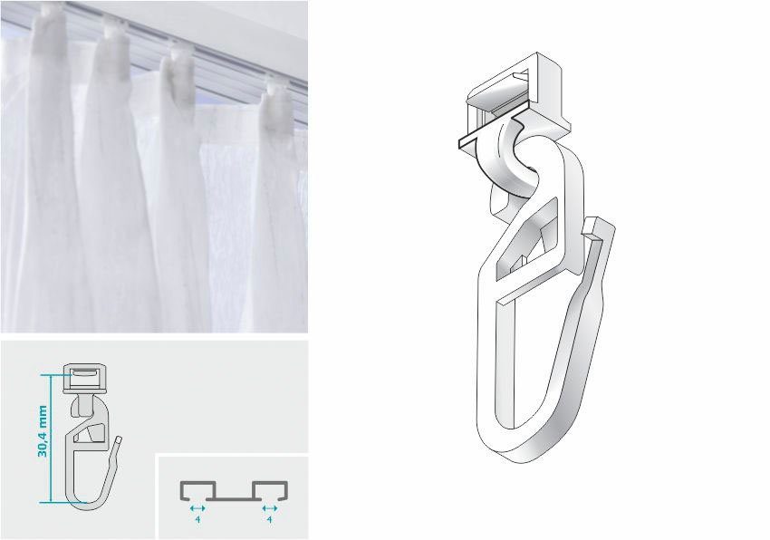 HINNO Klick-Gleiter hinno-clic HC72, Gardinen, Gardinenschienen, Vorhänge, Gardinenleisten, Innenlaufsysteme, Gardinenstangen, (20-St), HINNO Clic-Gleiter