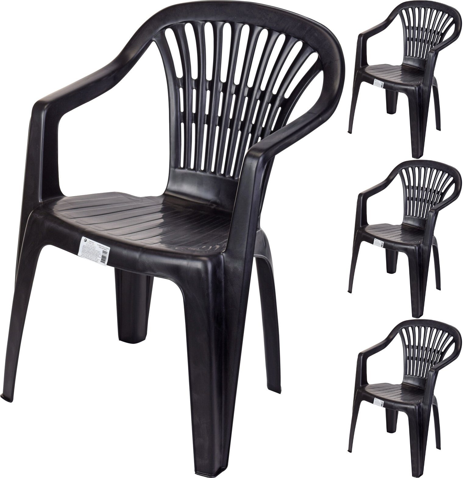 Progarden Gartenstuhl Kunststoff Anthrazit Stapelbar 4 er Set (Set, 4 St), UV-Beständig, Robust, Wetterfest, Made in Italy, Hochwertig – Bild 2 von 4