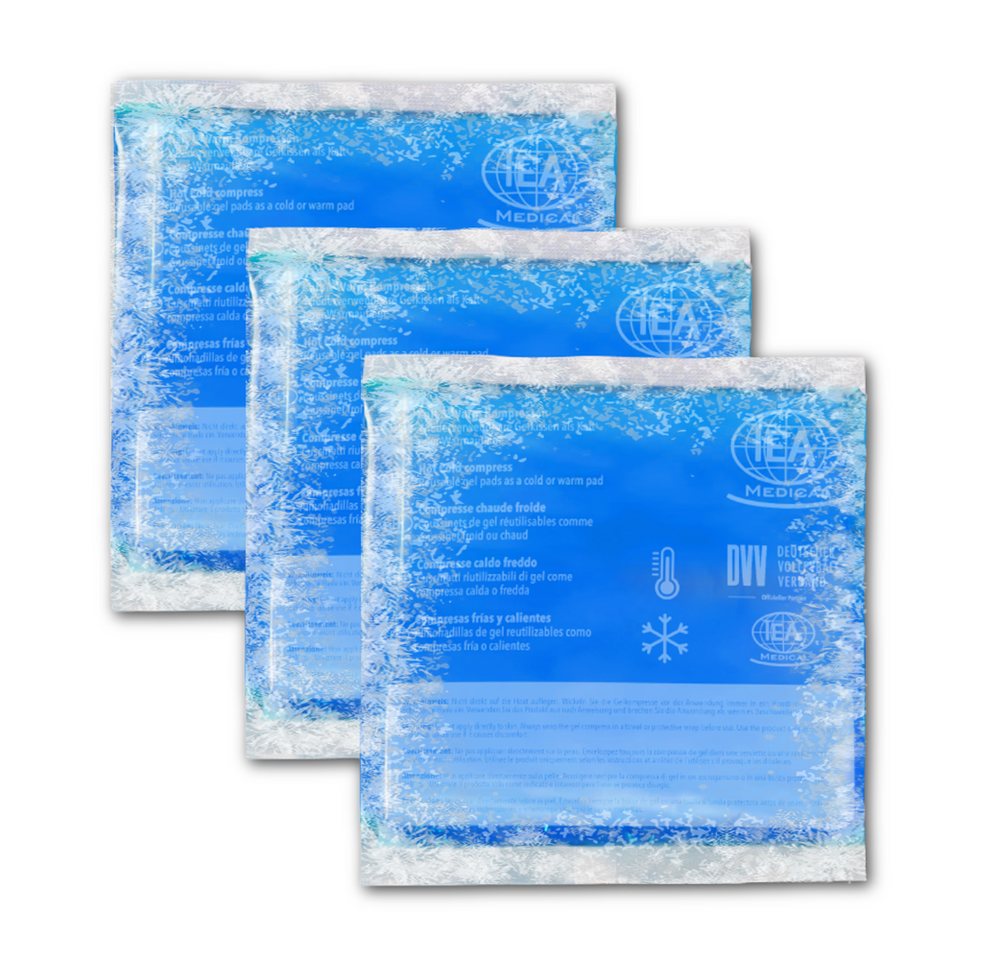 IEA Medical Kalt-Warm-Kompresse Kalt-Warm Gelkompresse – wiederverwendbar, für Gefrierfach/Mikrowelle, Komplettset 3-tlg., 13x14 cm, Gel-Kühlpad, Kühlpack: Kalt/Warm für Alltag & Verletzungen