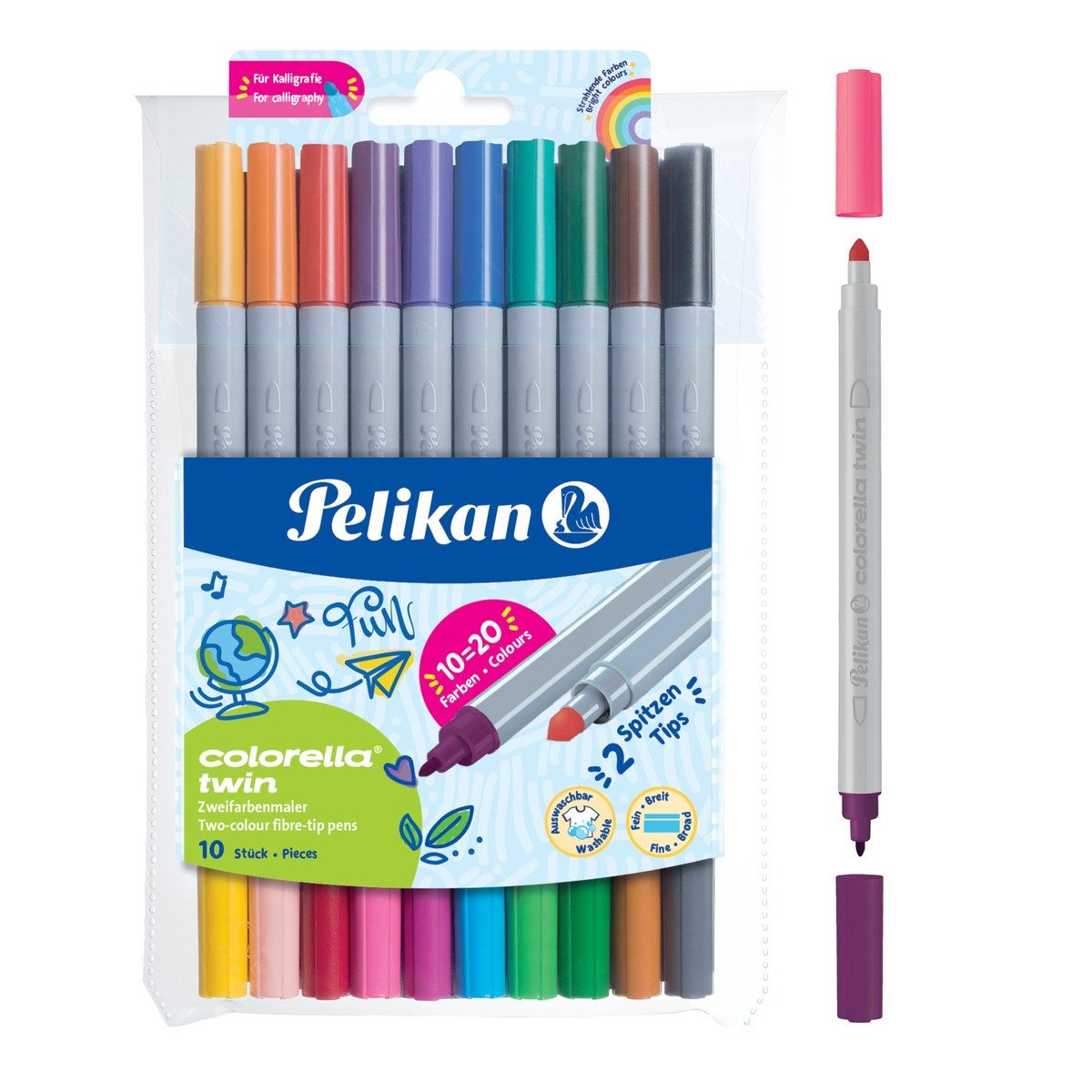 Pelikan Faserstift Pelikan Fasermaler colorella twin dick&dünn 10 Stück