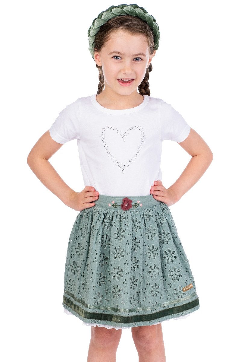 BONDI Trachtenrock Mädchen Rock - FLORA - salbei