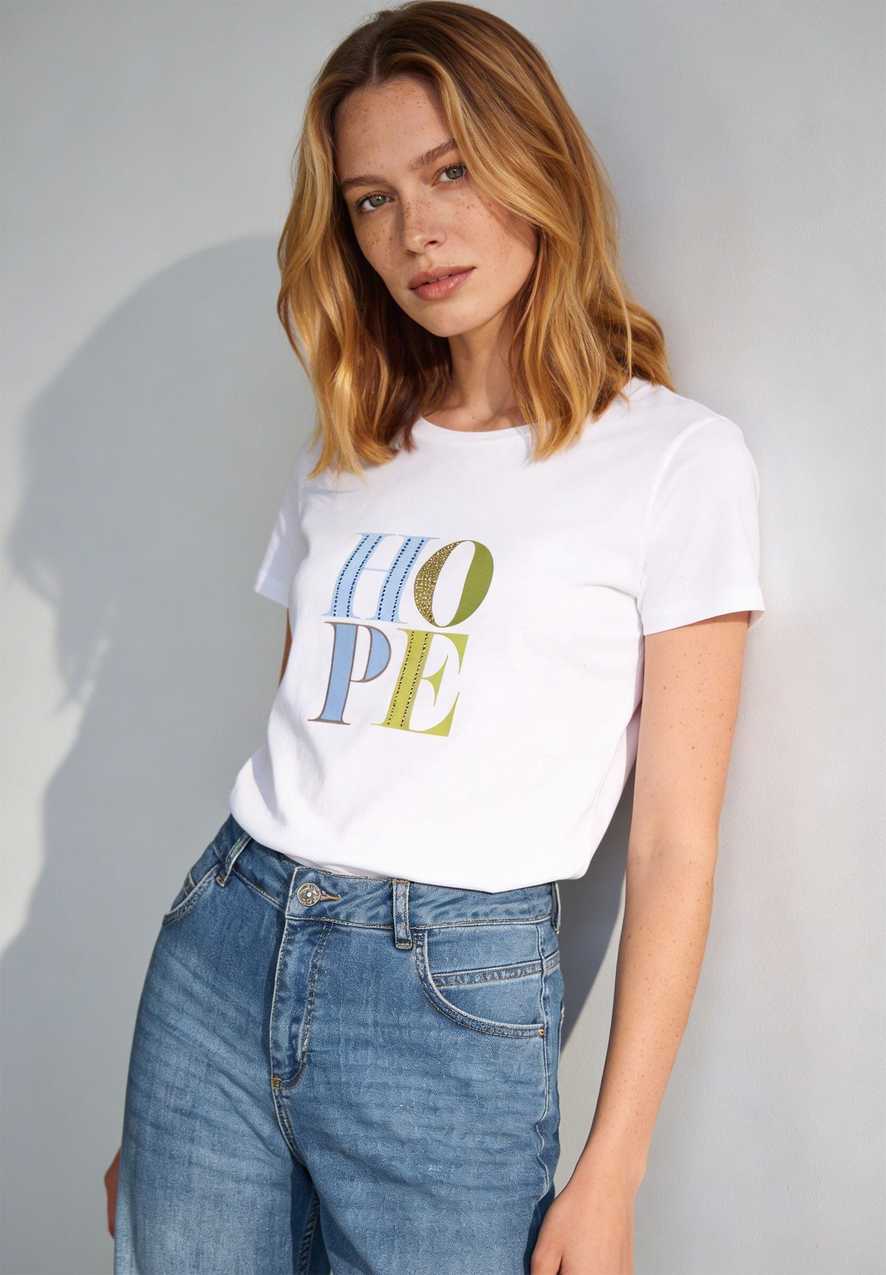 MORE&MORE Kurzarmshirt T-Shirt mit Frontprint günstig online kaufen