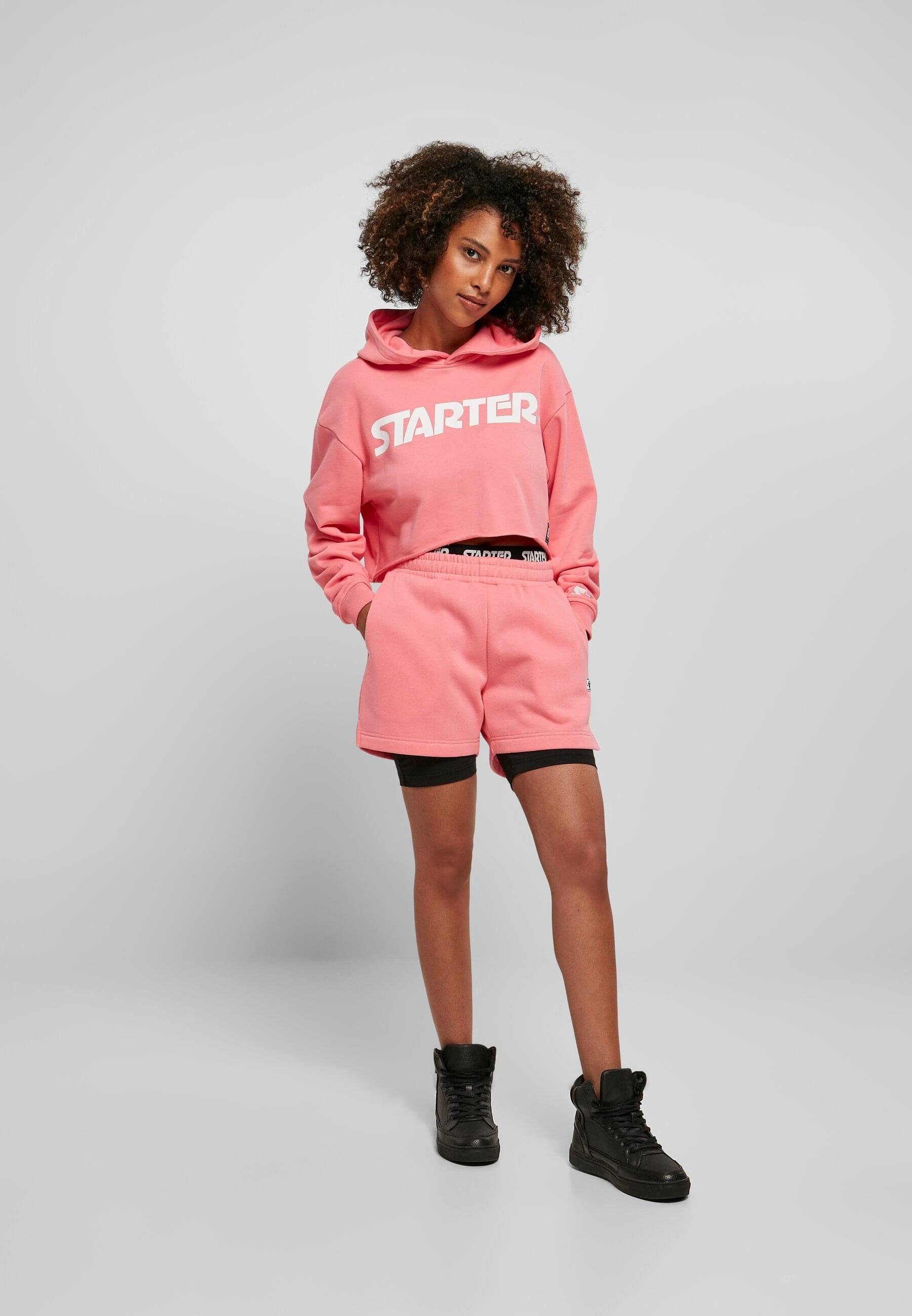 Label Kapuzenpullover pinkgrapefruit Hoody Cropped Ladies Black Starter Damen Starter (1-tlg)