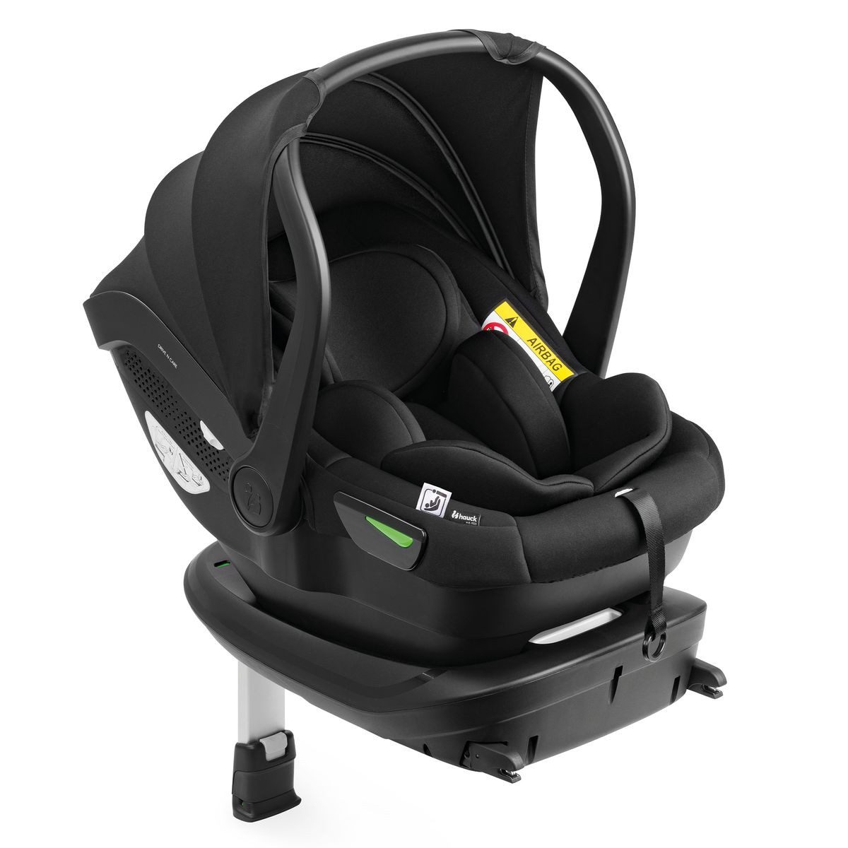 Hauck Babyschale Drive N Care i-Size Set - Black, ab: Geburt, bis: 15, Baby Autositz (40 - 87 cm) inkl. Isofix Basis und Sitzverkleinerer