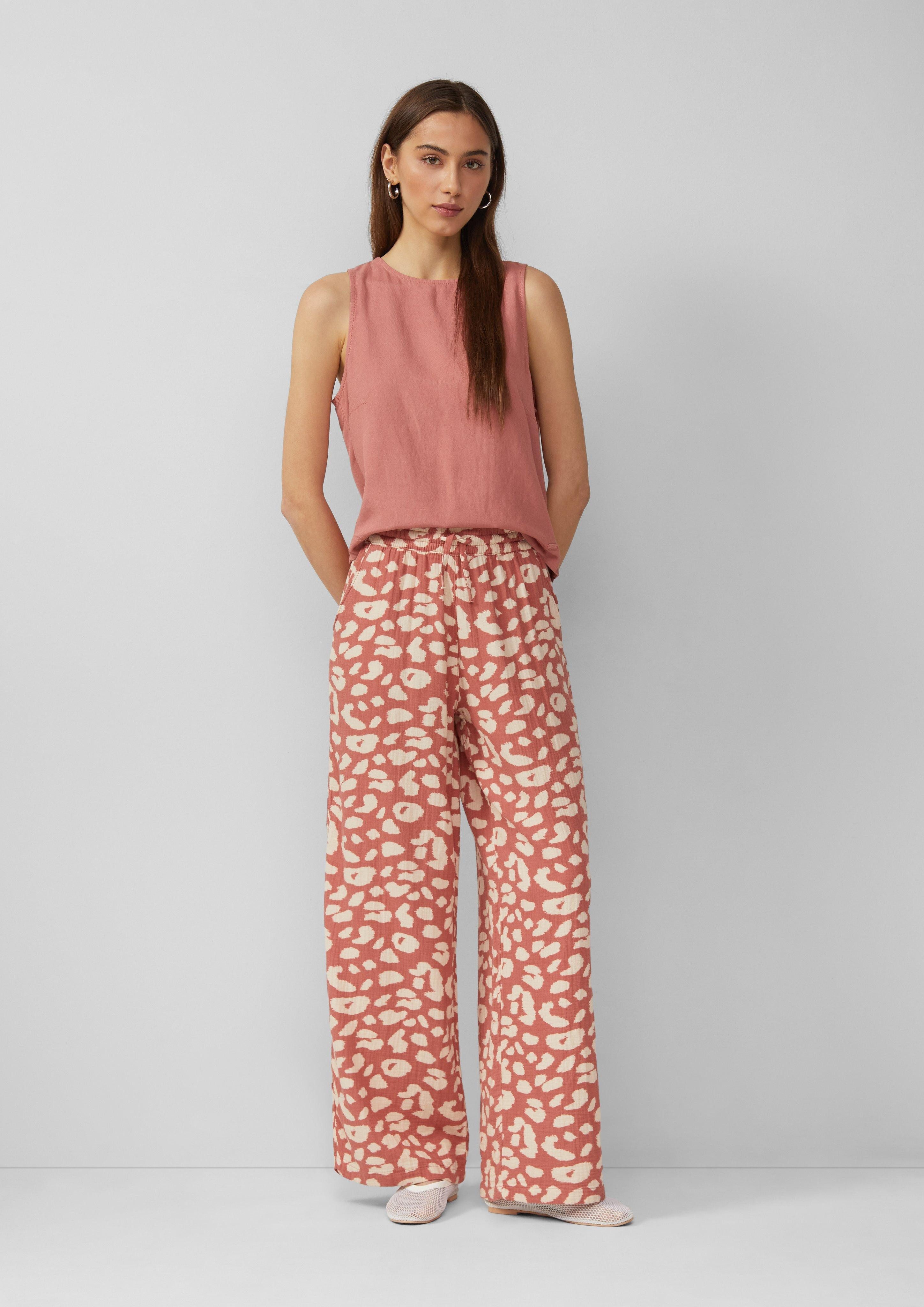 QS Stoffhose Wide-Leg-Hose aus Musselin günstig online kaufen