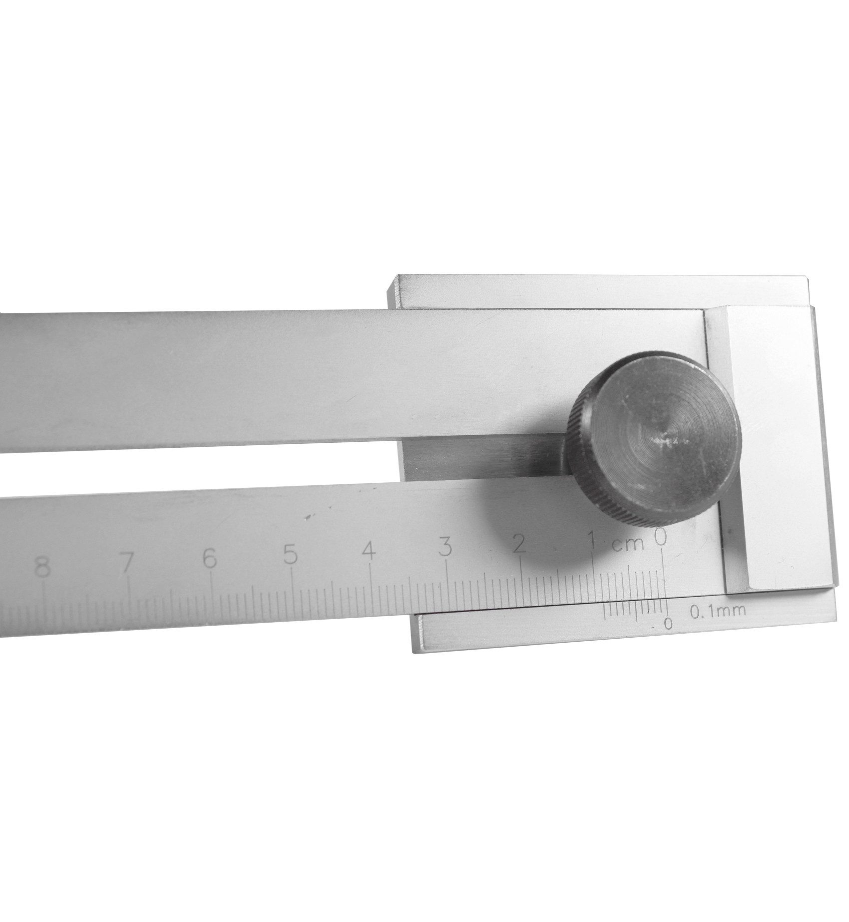 WELDINGER Anschlagwinkel Edelstahl-Streichmaß 0-200 mm mit Feststellschraube Metallbau, (1-St), Feststellschraube aus Metall, Zehntel-Millimeterskala, Edelstahl