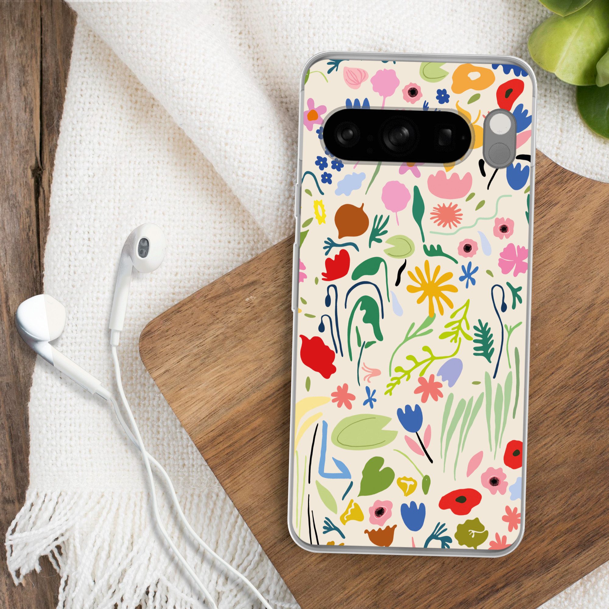 MuchoWow Handyhülle für Google Pixel 8 Pro Blumen - Muster - Pflanzen, Phone Case, Silikon, Schutzhülle Dünn