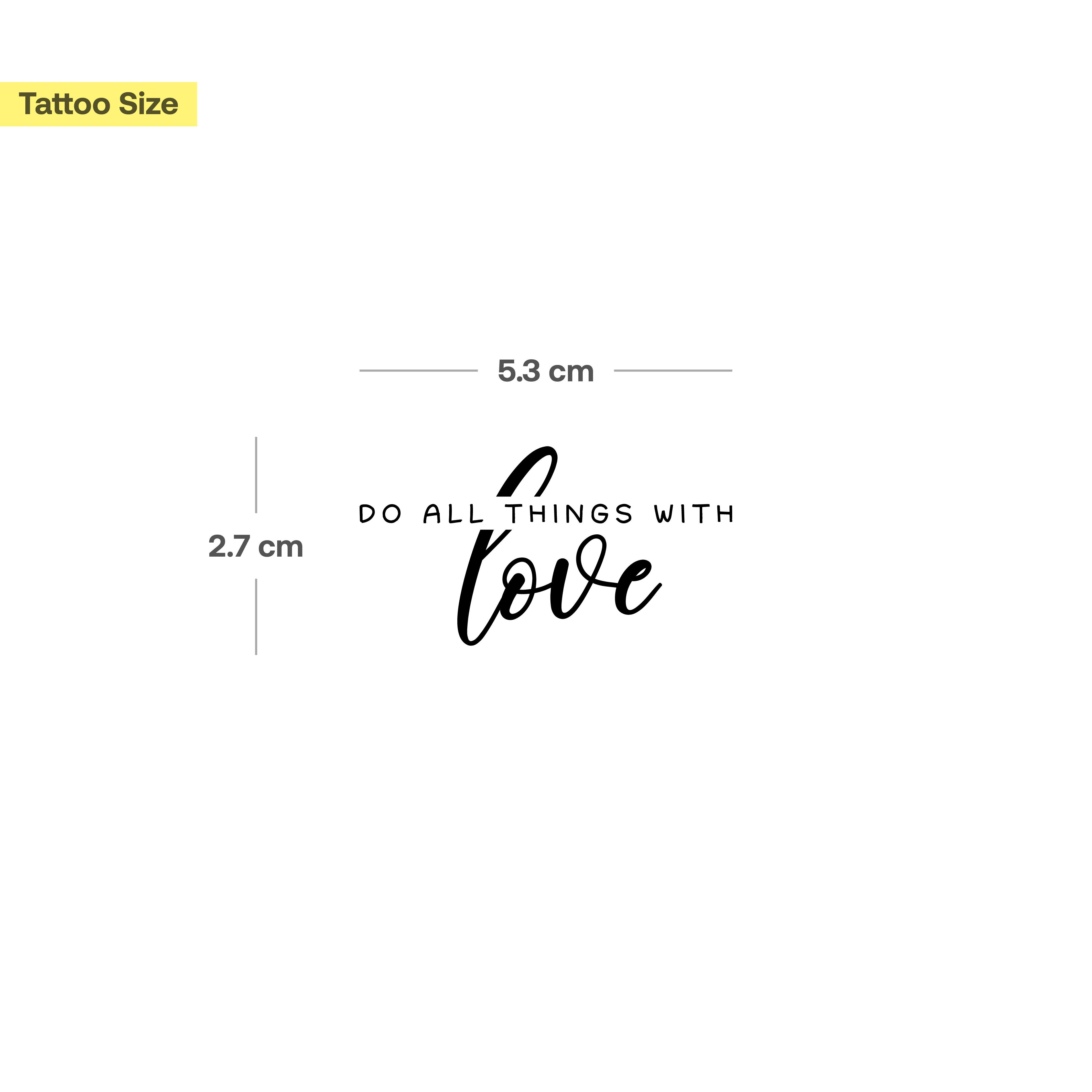 Inkster Schmuck-Tattoo do all things with love Tattoo, wasserfestes temporäres Tattoo, 2 Wochen Halt