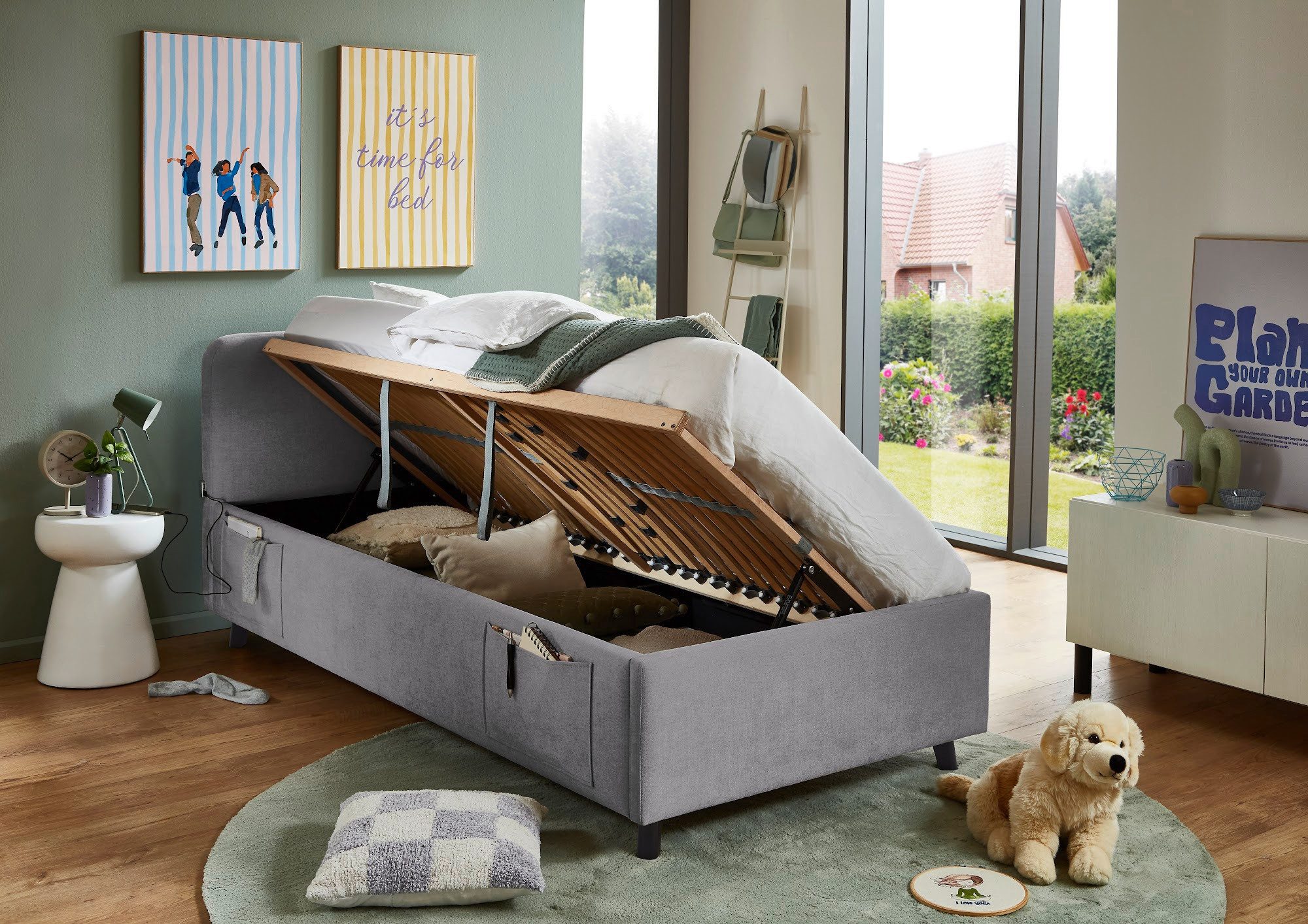 meise.möbel Stauraumbett Cosy, USB-Anschluss, mit Bettkasten, Webstoff-Bezug