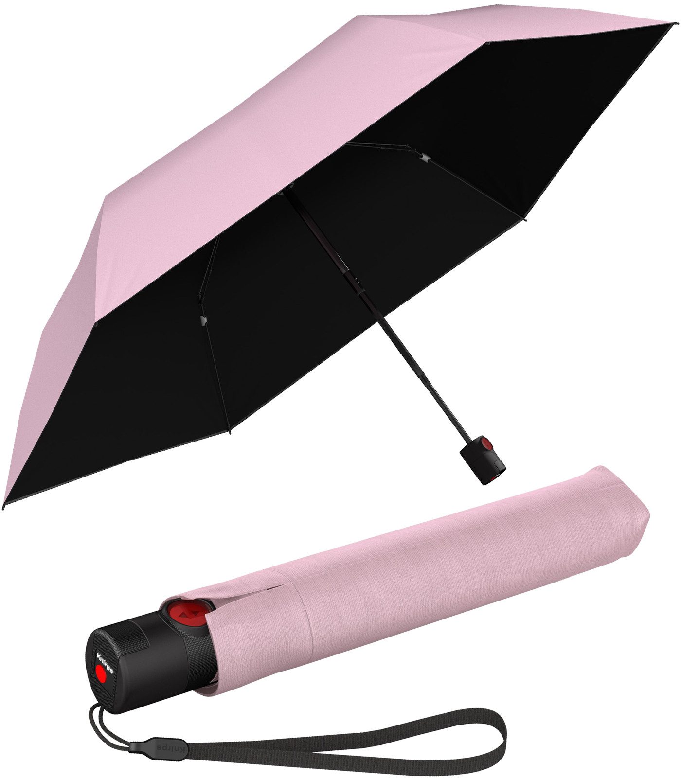 Knirps® Taschenregenschirm U.200 Ultra Light Duomatic - UV coated, mit UV- und Hitzeschutz, schwarz-rosa