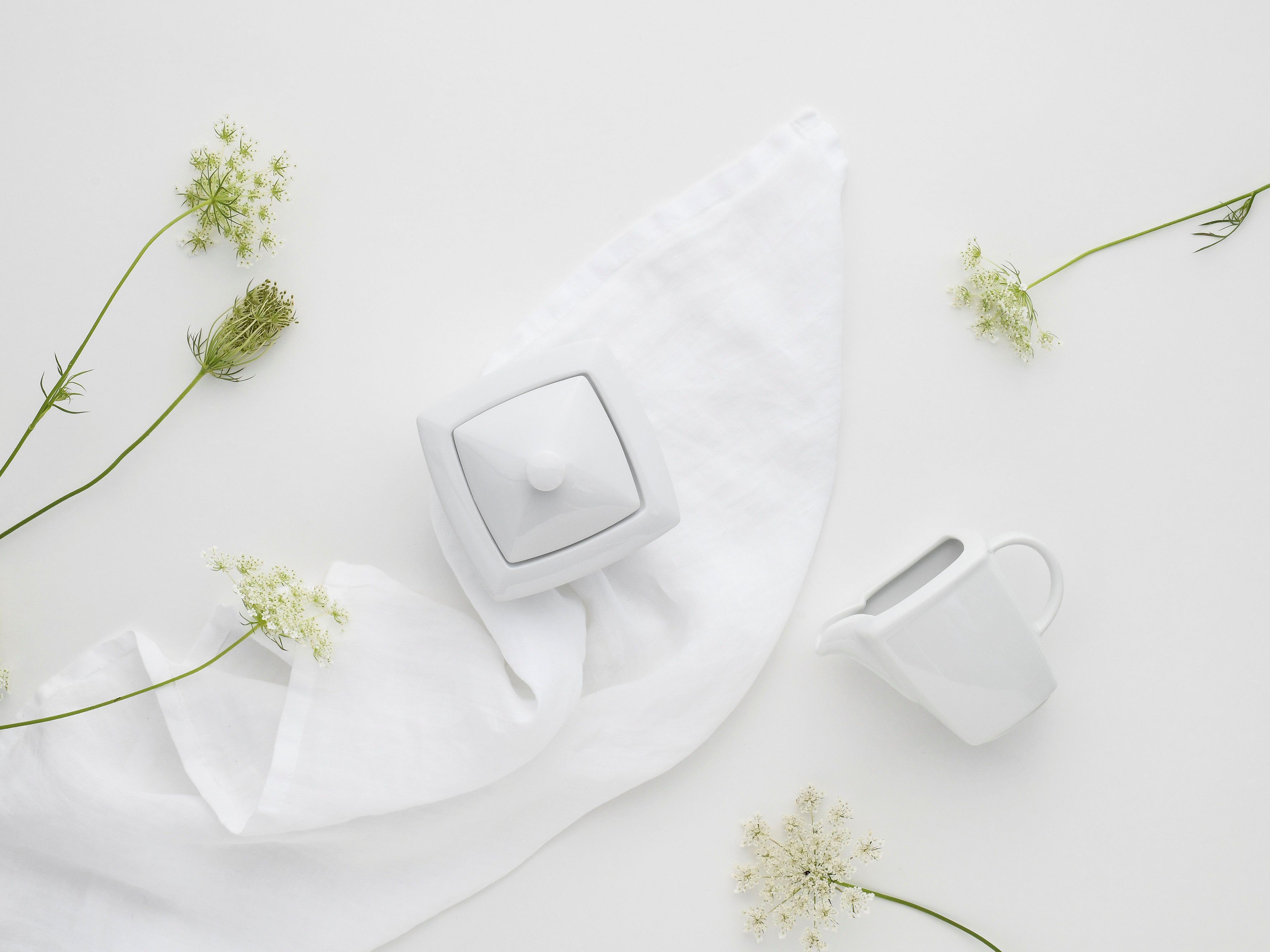 CreaTable Milch- und Zuckerset Victoria Weiss (2-tlg), Porzellan, klassisch weiß für den täglichen Gebrauch