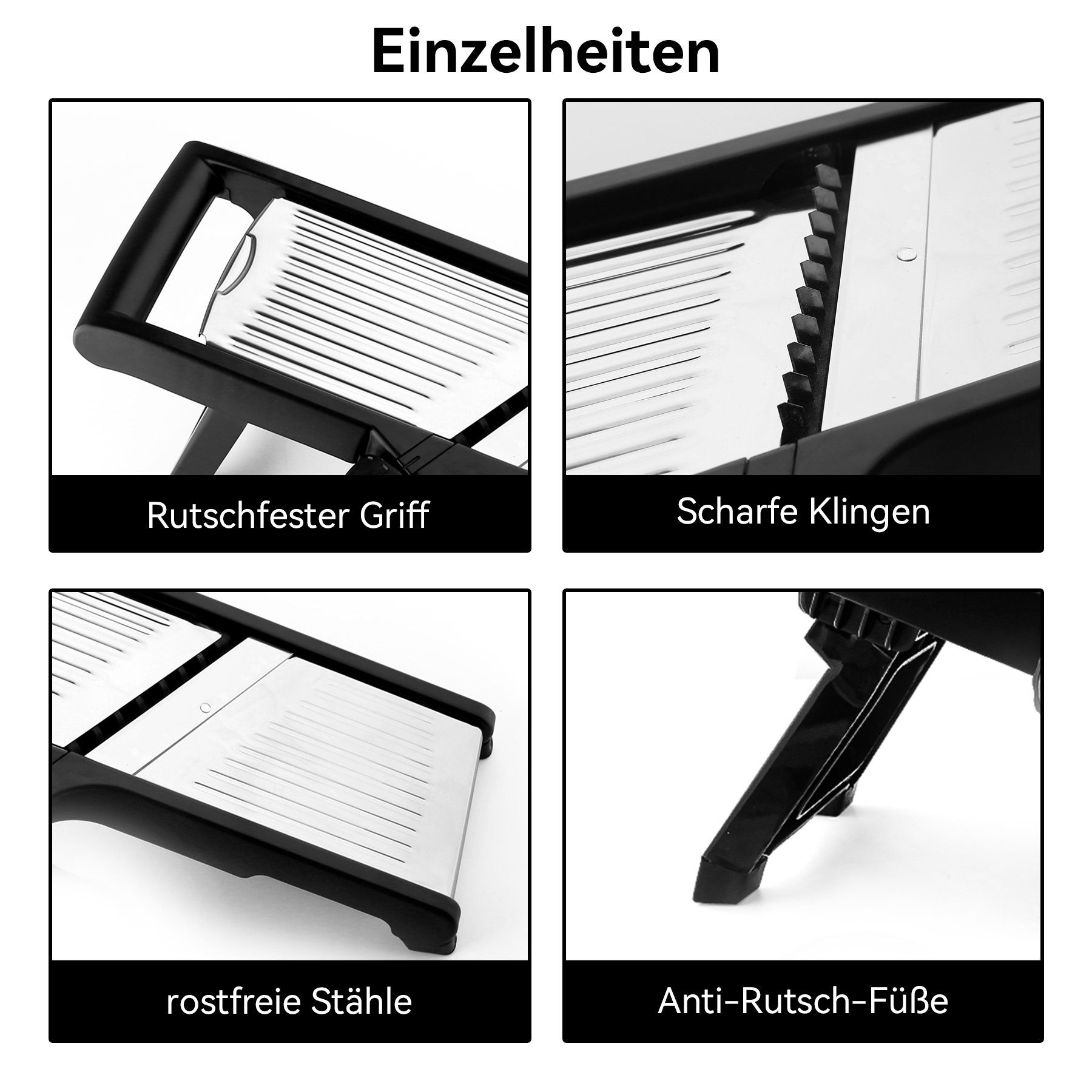 Senmudi Gemüseschneider Mandoline Gemüsehobel Verstellbar,Gemüseschneider mit Edelstahlklingen, Multifunktionaler Gemüseschneider für Gurke. – Bild 5 von 5