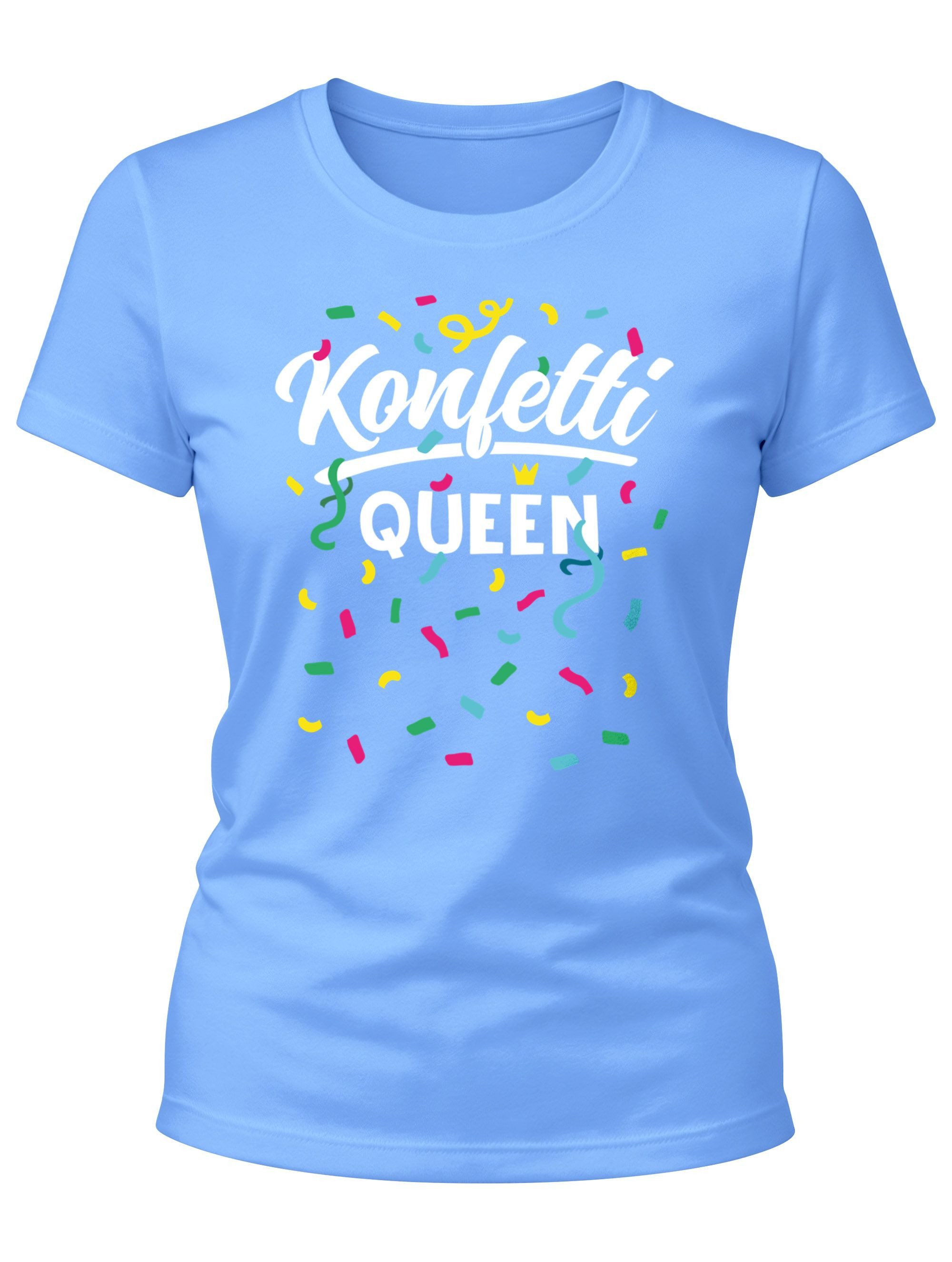 Print-Shirt Damen T-Shirt - Konfetti Queen - Fasching Karneval Ersatz Verkleidung