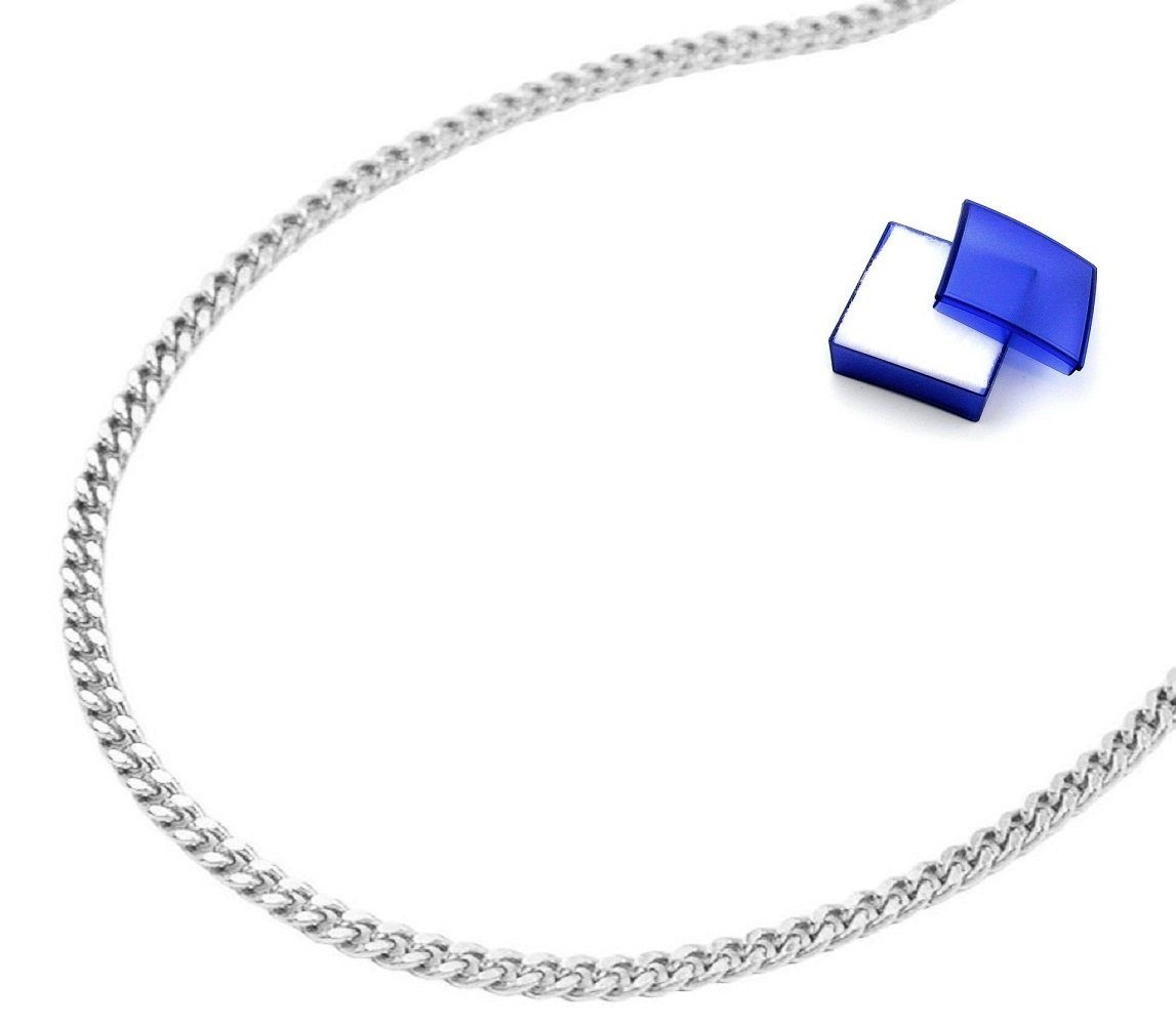 unbespielt Silberkette Halskette 1,2 mm Flachpanzerkette diamantiert 925 Silber 36 cm, Silberschmuck für Kinder
