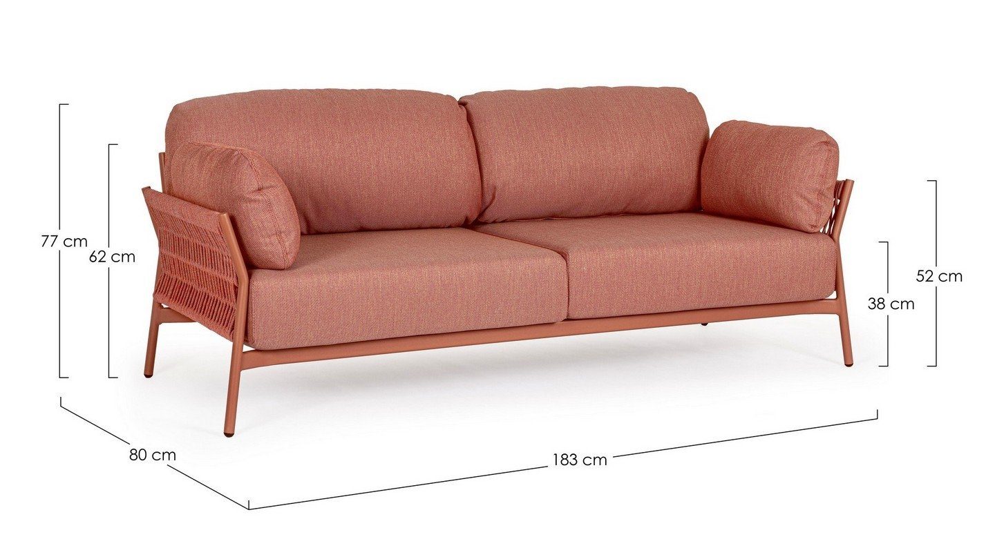 Natur24 Sofa Sofa Aluminium Orange Couch Pardis Sofa 183x80x77cm