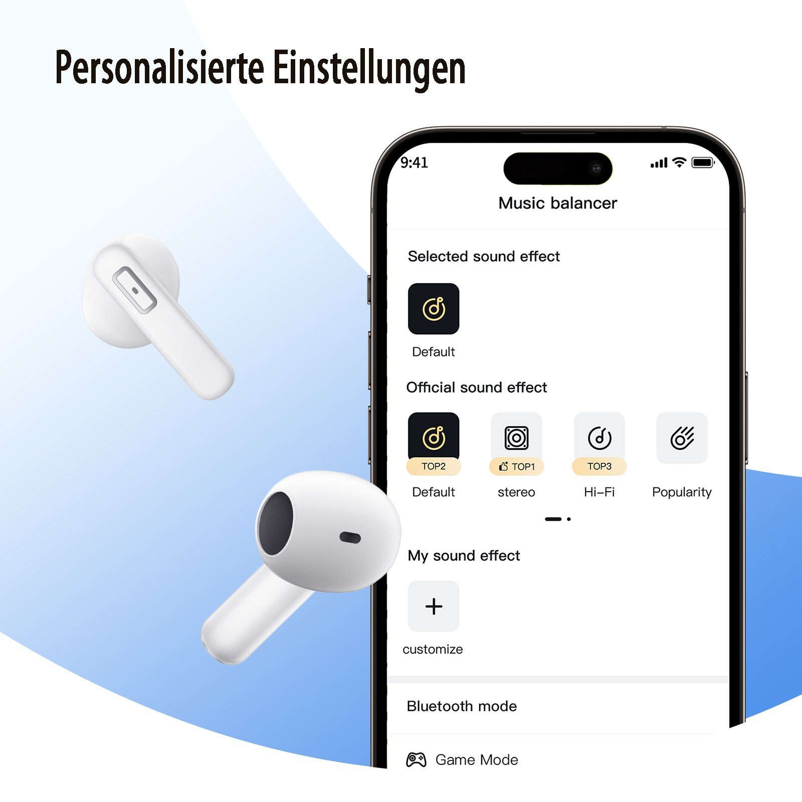 Mutoy Bluetooth Kopfhörer,Kopfhörer Premium mit Sound, In-Ear-Kopfhörer, Weiß In-Ear-Kopfhörer für Anrufe, Bluetooth Geräuschunterdrückung 5.3 Android/iPhone) Kabellos ENC-Mikrofon kompatibel mit (ultraleichte