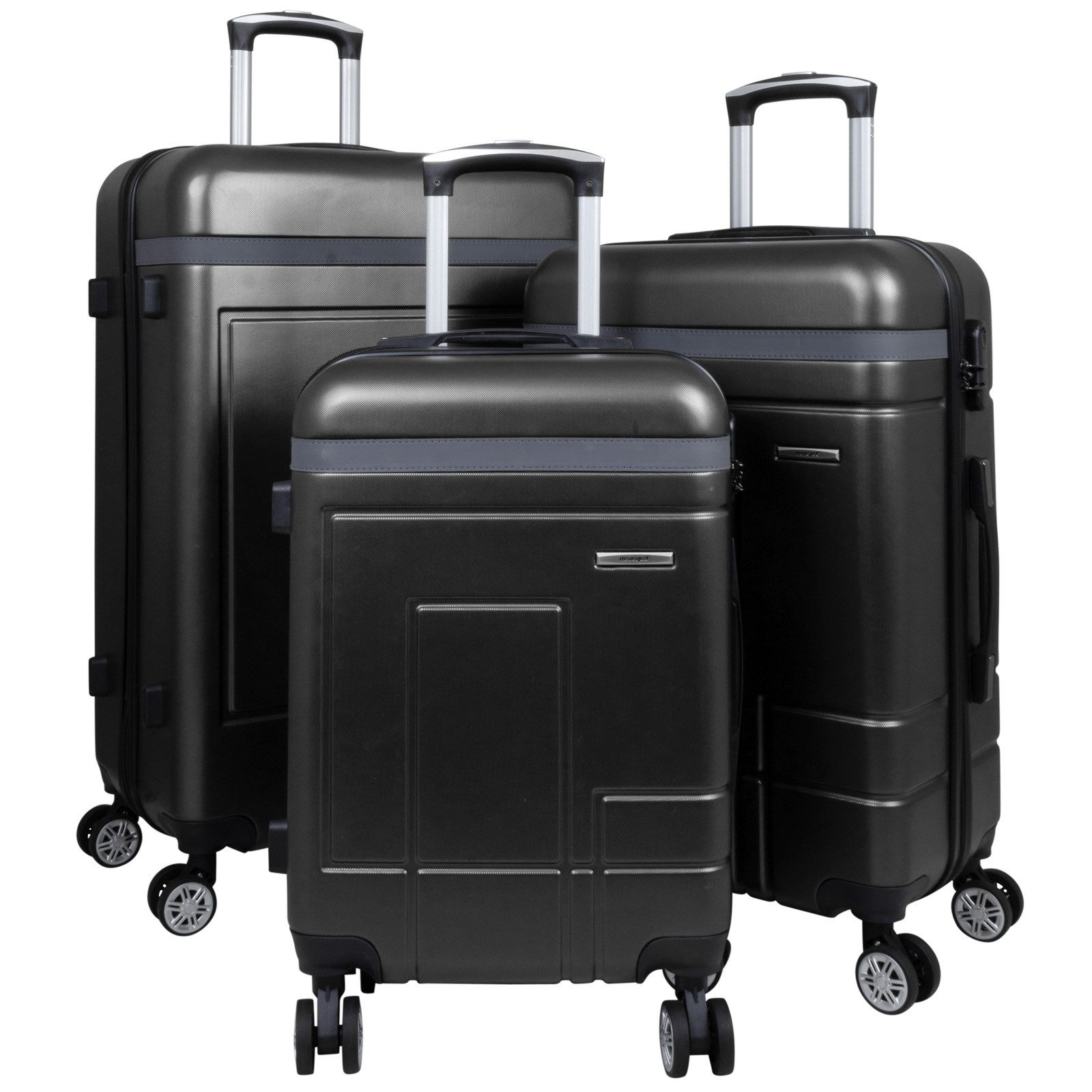 Trendyshop365 Trolleyset Kofferset 3 tlg Hartschale Genf ABS 4 Rollen Zahlenschloss, 4 Rollen, (Hartschale, 3 tlg., Zahlenschloss), ABS, robust und kratzunempfindlich