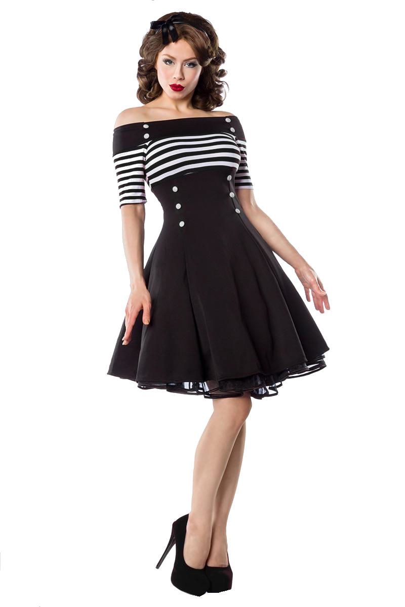 BELSIRA Jerseykleid Schulterfreies Retro Rockabilly 50er Jahre Pin up Vintage Jersey-Kleid