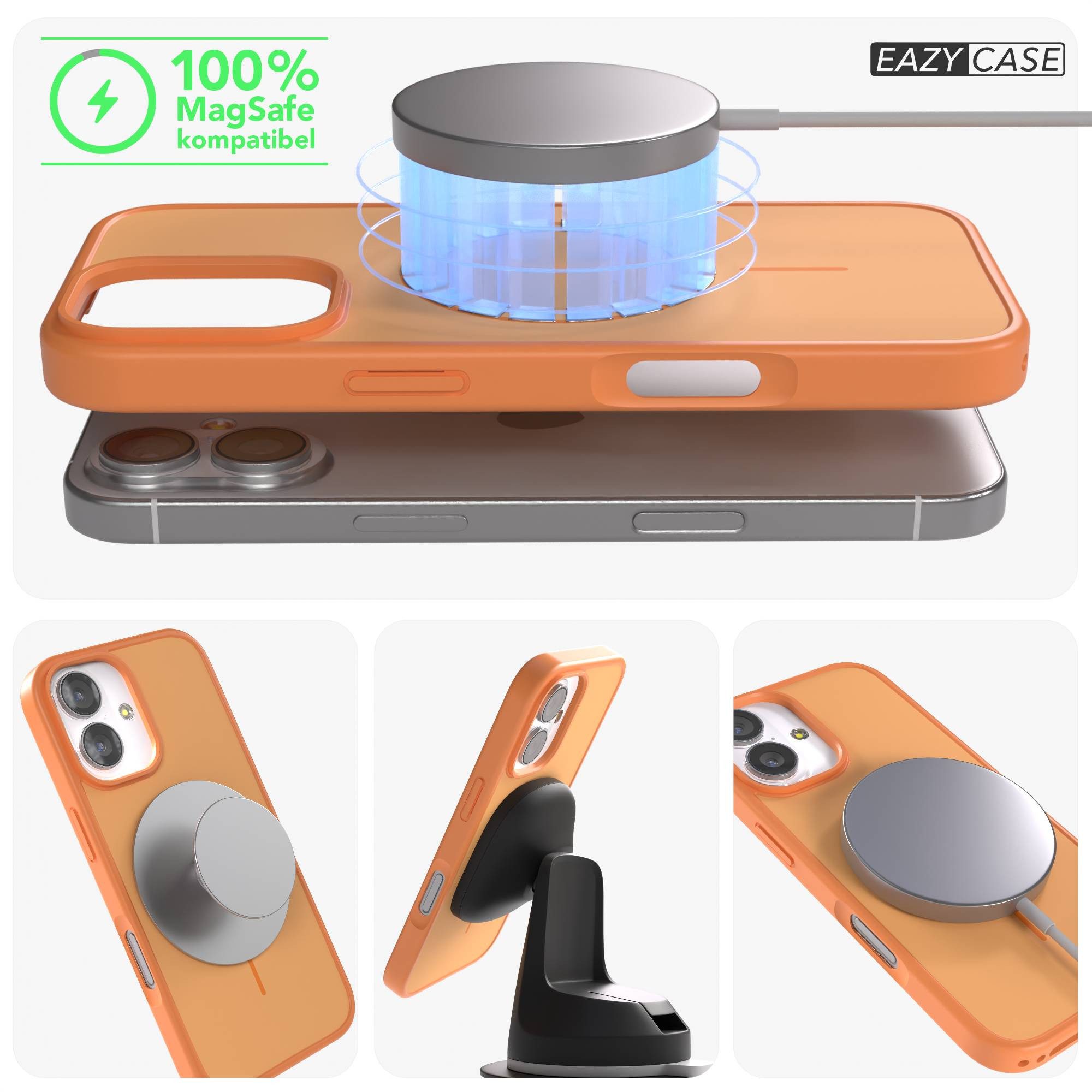 EAZY CASE Handyhülle Slim Outdoor MagSafe Case für Apple iPhone 17 6,3 Zoll, Robustes Slim Case mit MagSafe Kompatibilität in Orange