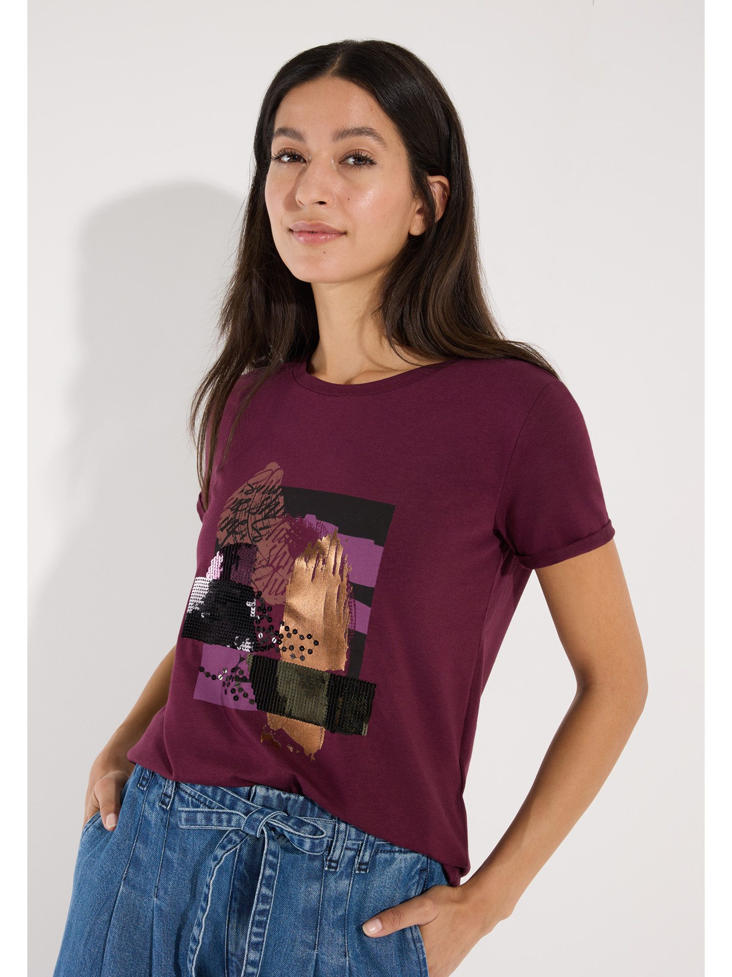 MORE&MORE Kurzarmshirt softes Kurzarmshirt, Frontprint