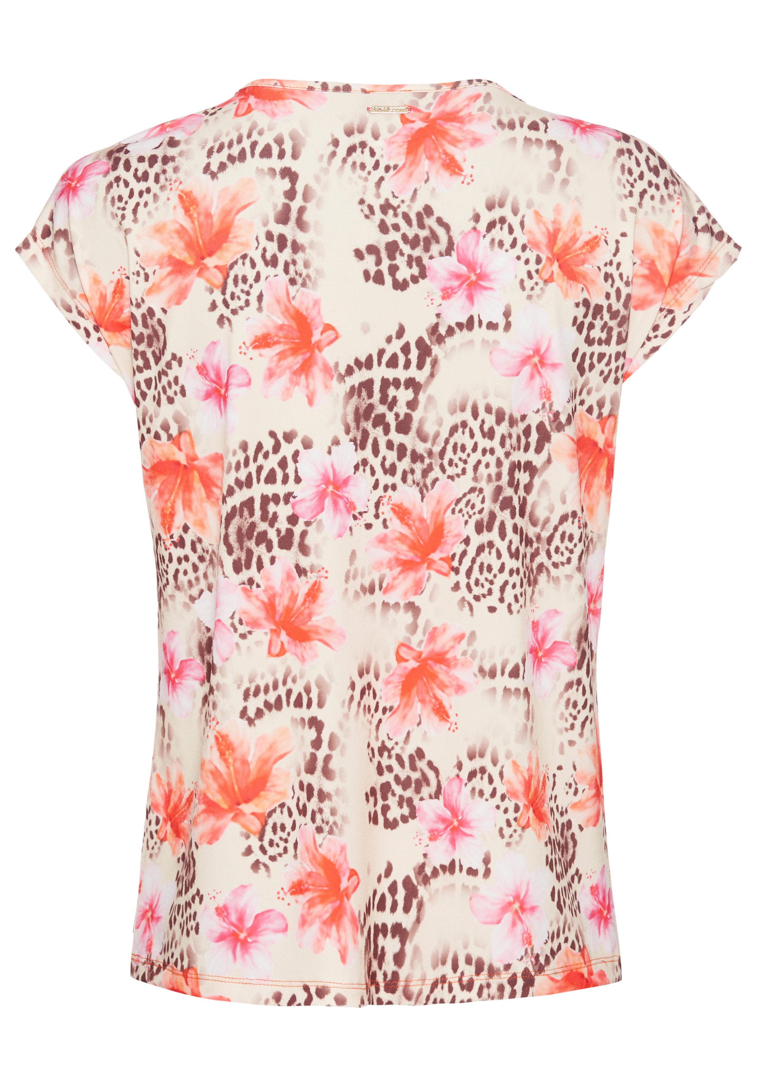 Laura Scott Kurzarmshirt mit Reißverschluss am V-Ausschnitt