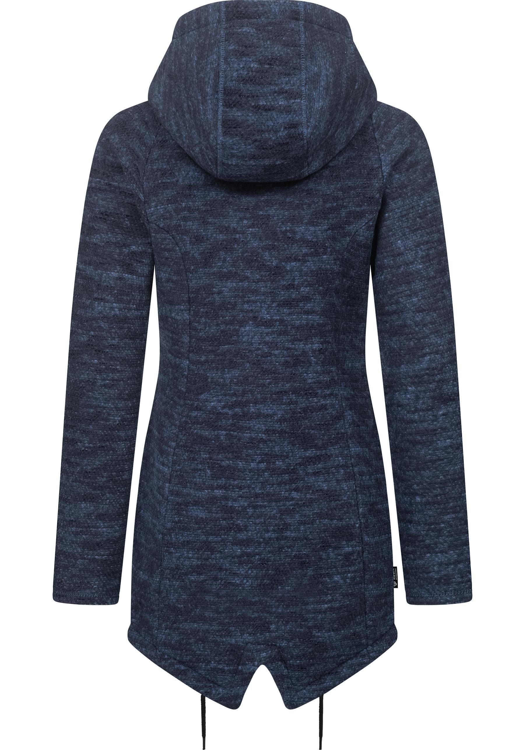 Ragwear Kapuzenstrickjacke Wingi Melange Sportliche Kapuzenjacke mit Teddy-Kunstfell