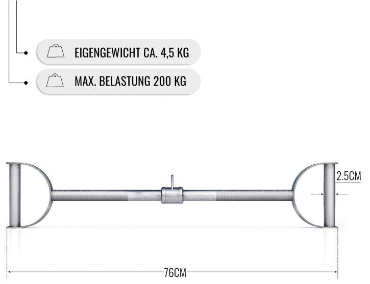 Trainingshilfe Chrom SPORTS Drehgelenk Rudergriff mit GORILLA Hufgriff Latzugstange
