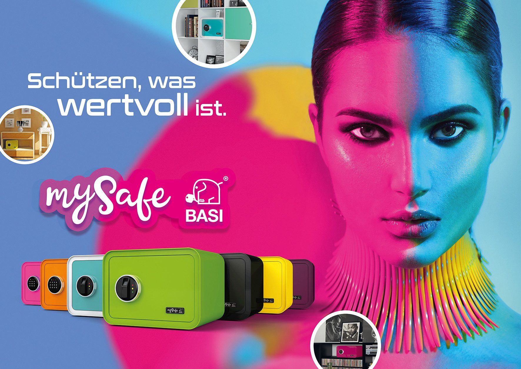 mySafe BASI Tresor Elektrischer Tresor mit Zahlenschloss (Packung, 1-St), Zahlencode, Alarm, 2 Notschlüssel, Notstromaggregat - Diverse Farben