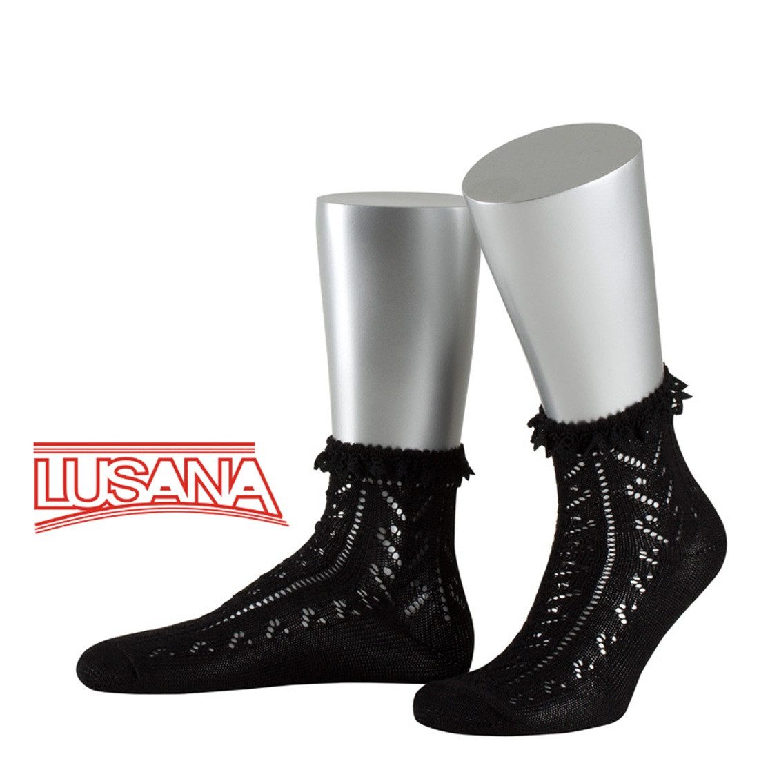 Lusana Trachtensocken Ajoursöckchen mit Spitze