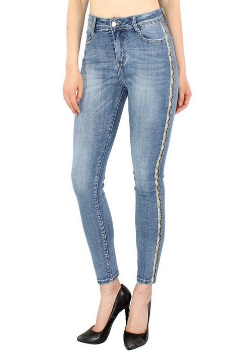 dy_mode Röhrenjeans Damen Stretch Jeans Hose Slim Fit Jeanshose Skinny Pants Jeanshose 4-Pocket Style mit Stretch-Anteil