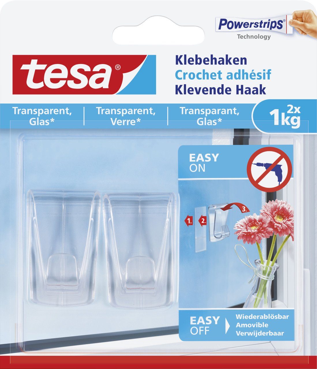 Klebehaken tesa Klebehaken Traglast 1 kg, 2 Stück