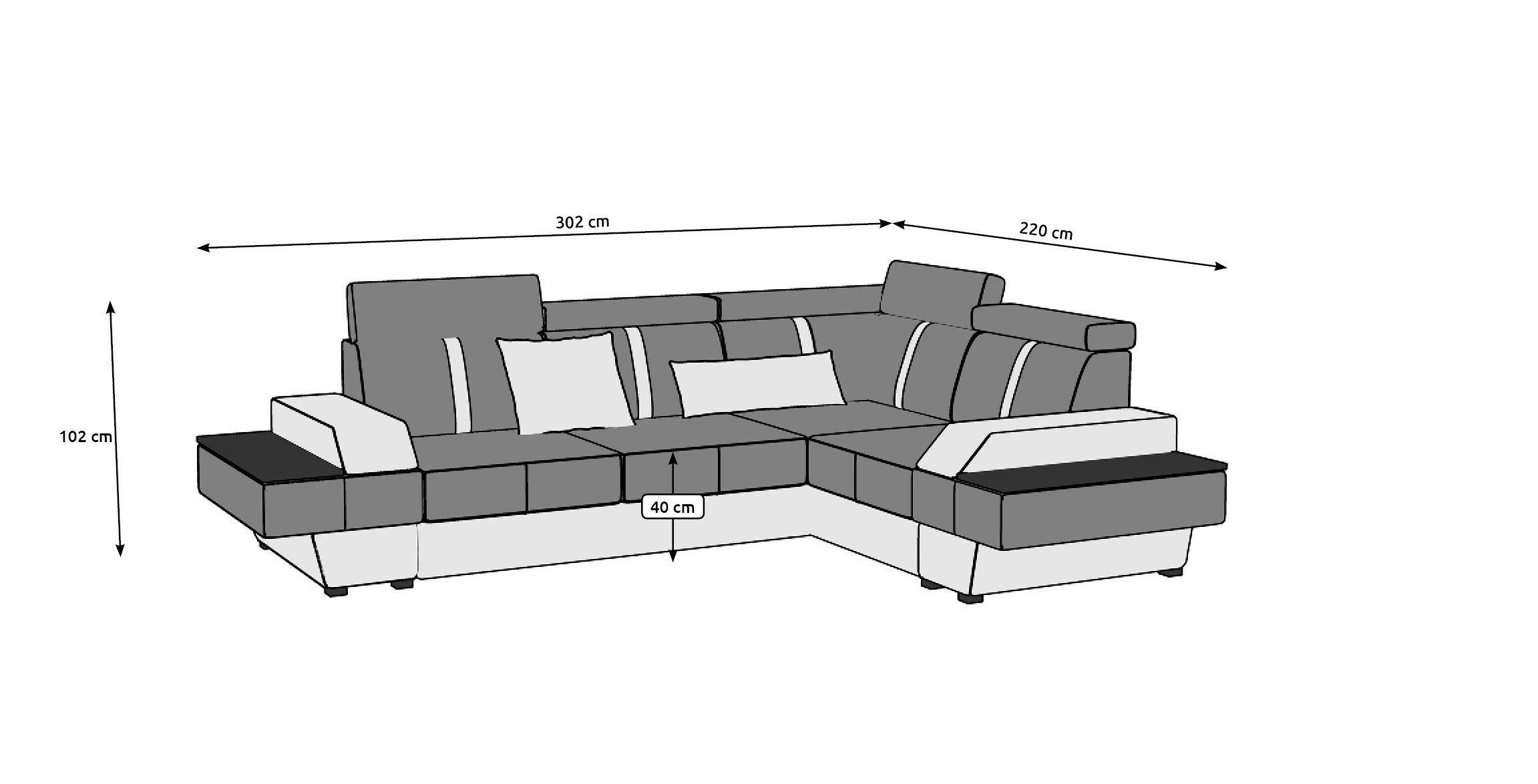 Xlmoebel Ecksofa Ledersofa mit USB-Anschluss und hochwertiger Polsterung, Ecksofa, Hergestellt in Europa
