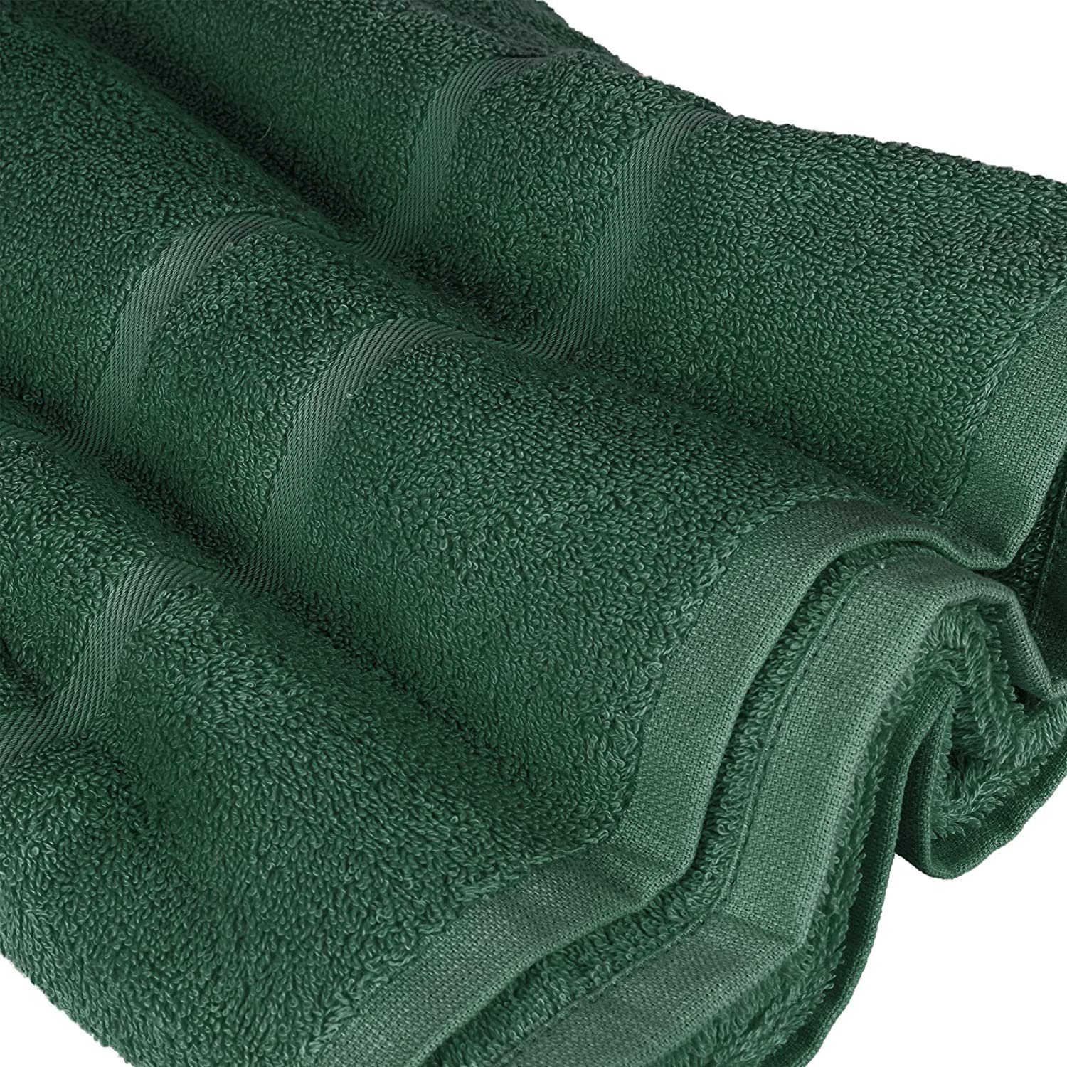zur 100% Handtücher Duschtücher Handtuch in Wahl Badetücher Saunatücher Gästehandtücher StickandShine Baumwolle Dunkelgrün GSM 500