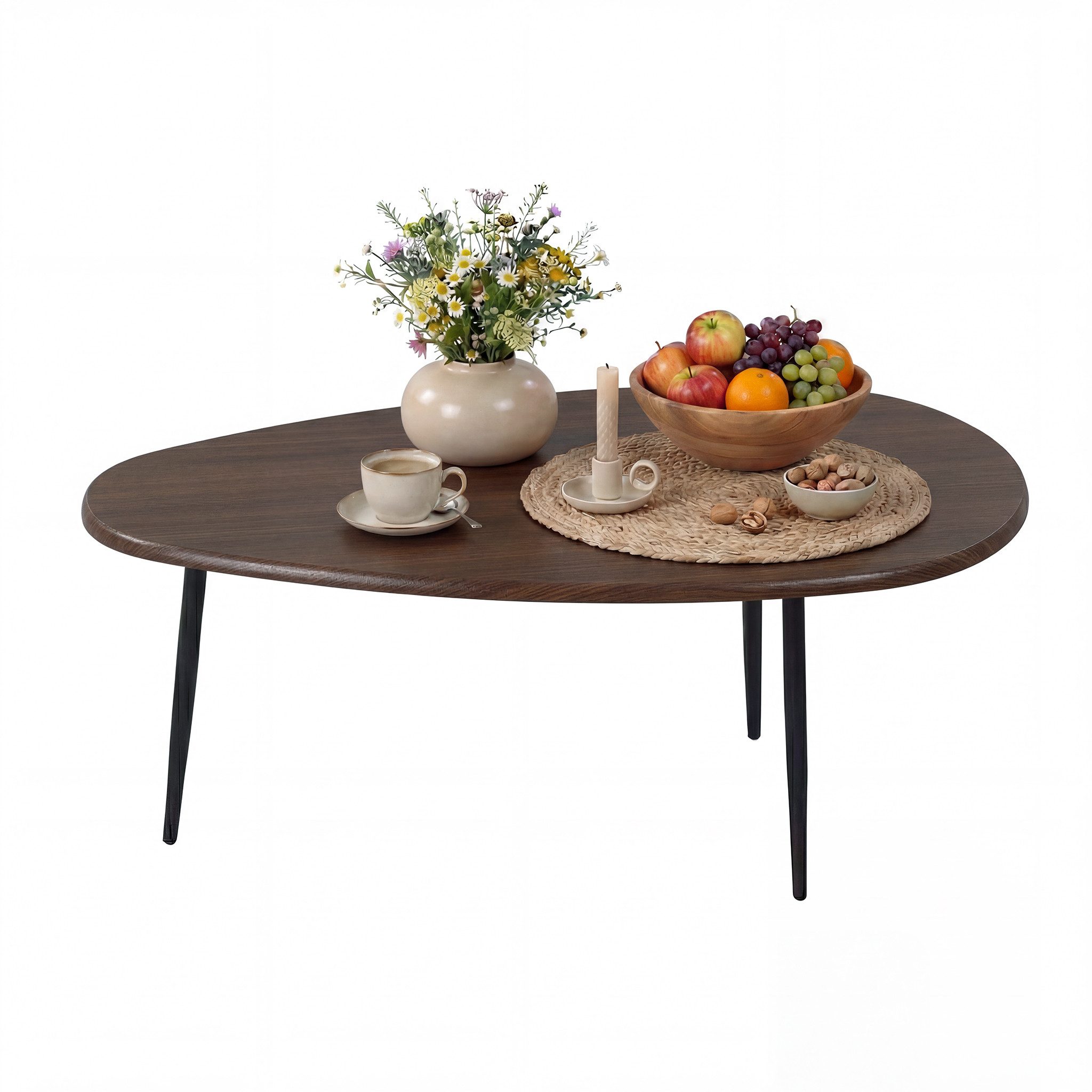 KOMFOTTEU Couchtisch, Mitteltisch Beistelltisch mit Metallbeinen
