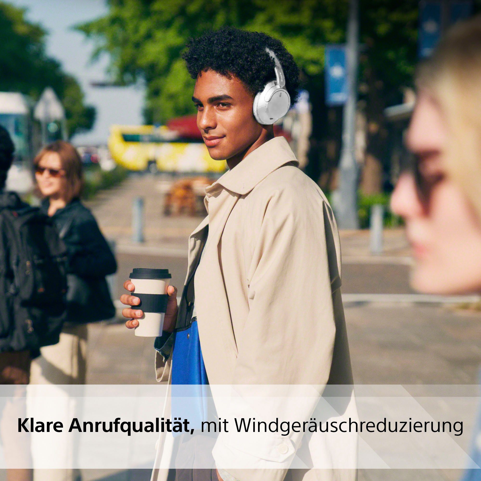 Assistant, für Noise-Cancelling, (Freisprechfunktion, Steuerung Anrufe LED WH-CH720N Sprachsteuerung, Google Ladestandsanzeige, Weiß Bluetooth) Alexa, Over-Ear-Kopfhörer integrierte und Sony Siri, Musik, Multi-Point-Verbindung,