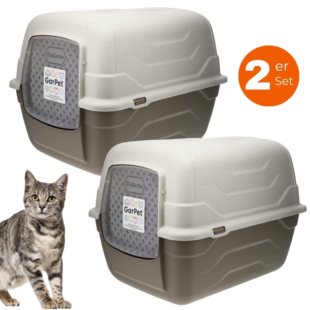 Katzentoilette 2x Katzenklo mit Deckel - Haube kippbar - große XXL Katzentoilette