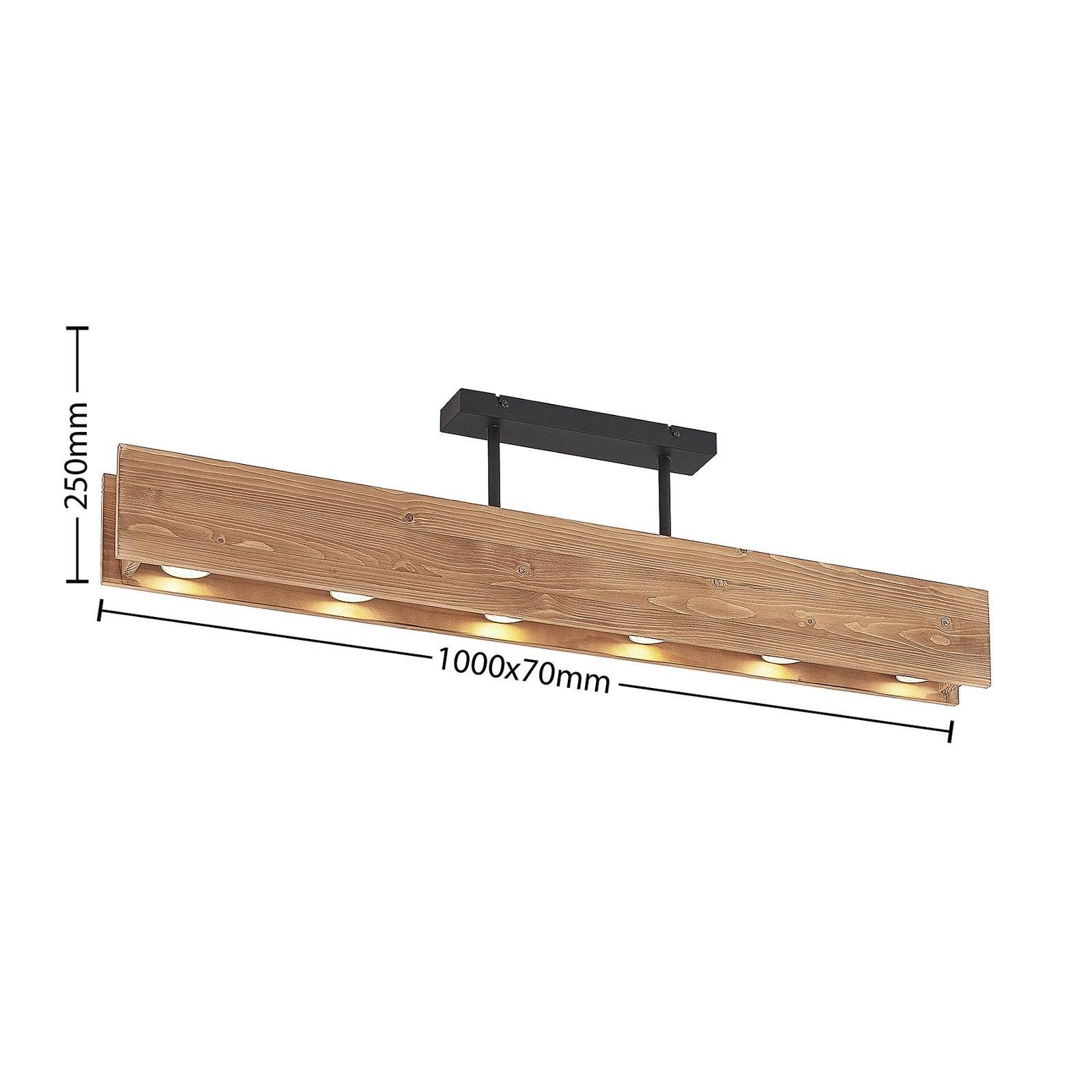 Lindby Deckenleuchten Malwin, dimmbar, 6 nicht inklusive, holz Kiefernholz, Schwarz, Skandinavisch, Eisen, Leuchtmittel dunkel, flammig