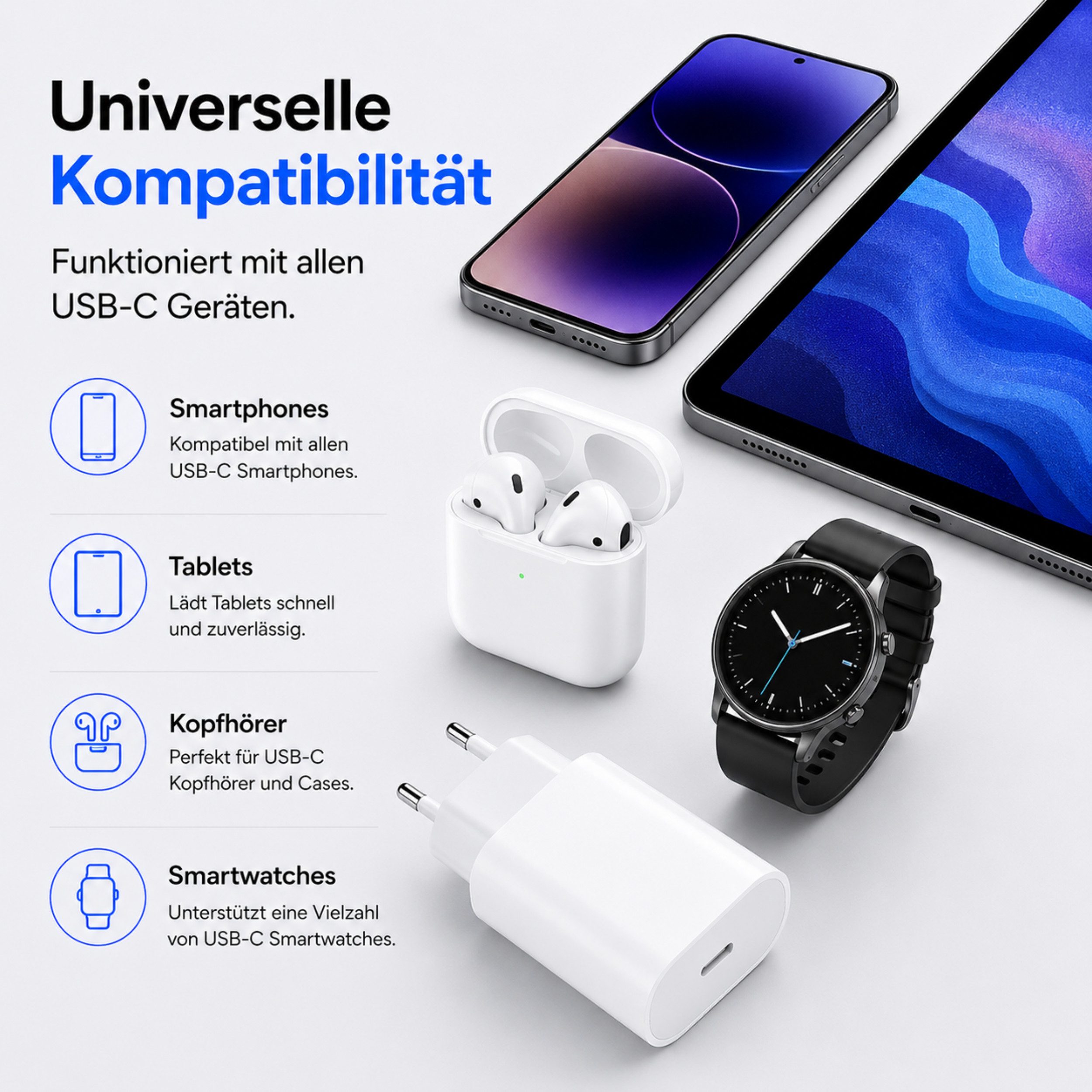PlugUp 20W USB-C Ladestecker Schnellladegerät Power Adapter Smartphone-Ladegerät (2220 mA, 2-tlg., Für iPhone X XR XS 11 12 13 14 15 16 17 Pro Max Air SE iPad A – Bild 5 von 5