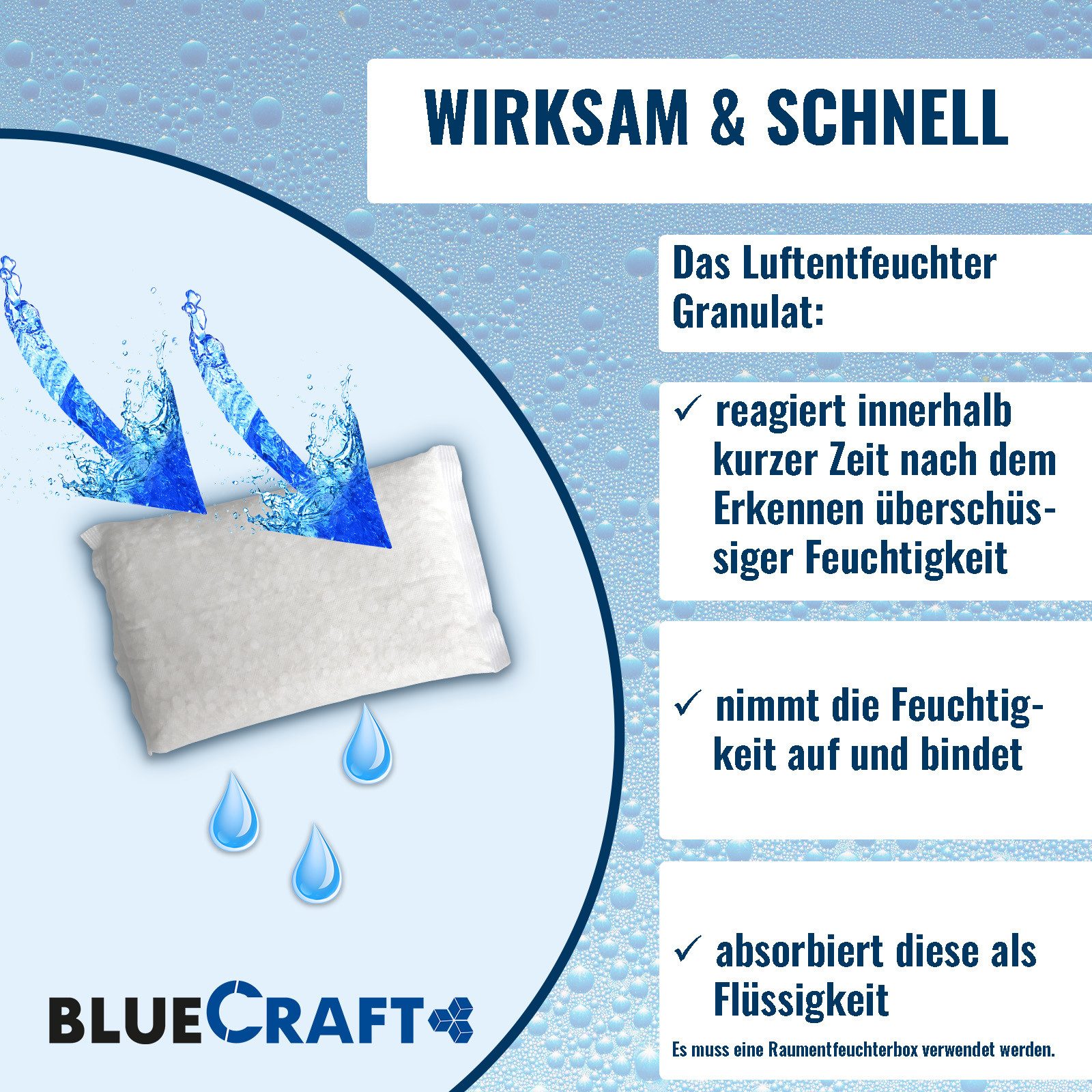 BlueCraft Luftentfeuchter-Nachfüllpack 30x 1kg Raum Entfeuchter Granulat im Vliesbeutel ohne Strom Nachfüller, Schlafzimmer Wohnung Nachfüllbeutel Feuchtigkeits – Bild 4 von 5
